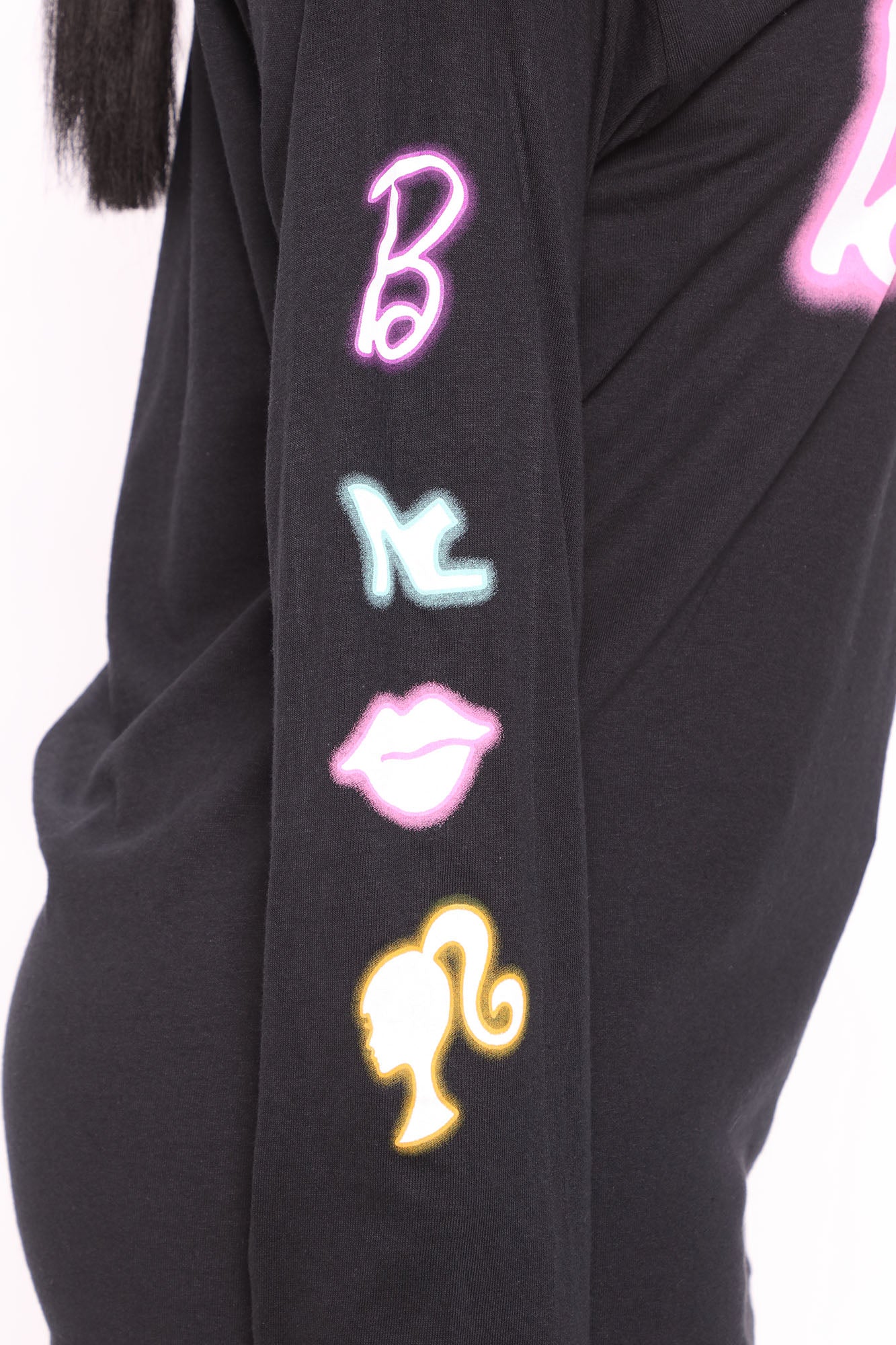 Let's Go Party Barbie Long Sleeve Top - Black - Image 3