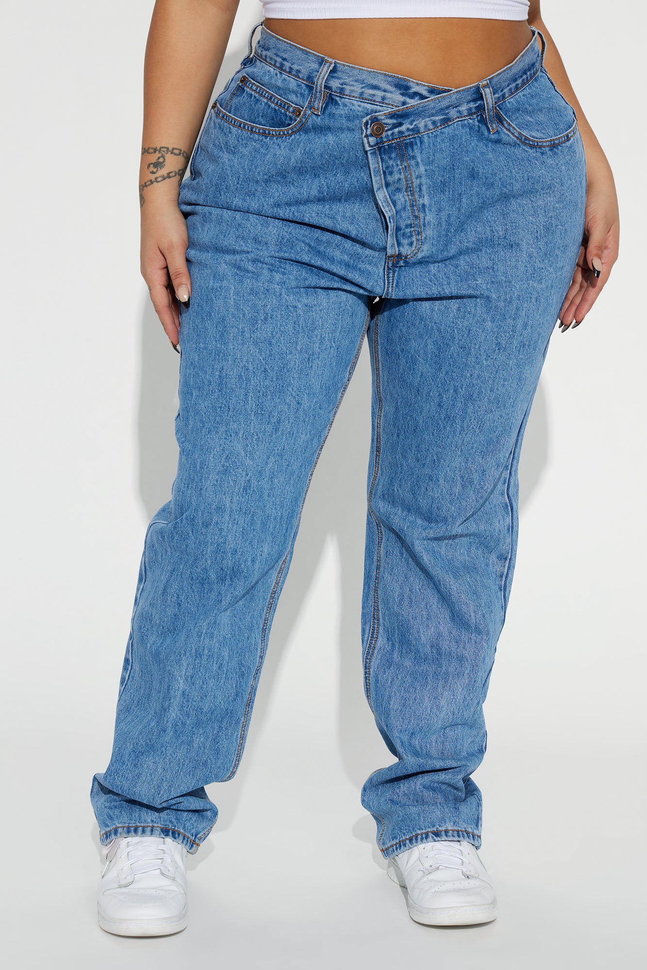 Crossover Straight Leg Jeans - Medium Wash - Image 10