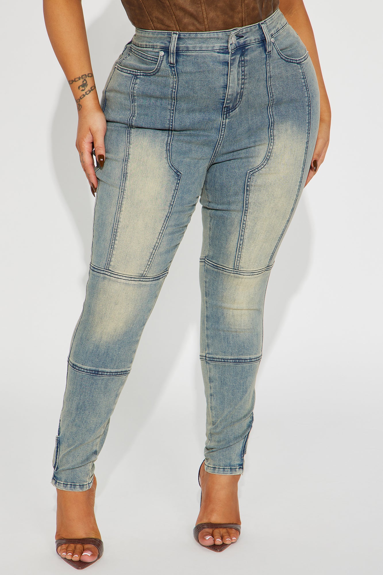 Block His Number Stretch Skinny Jeans - Vintage Wash - Image 5