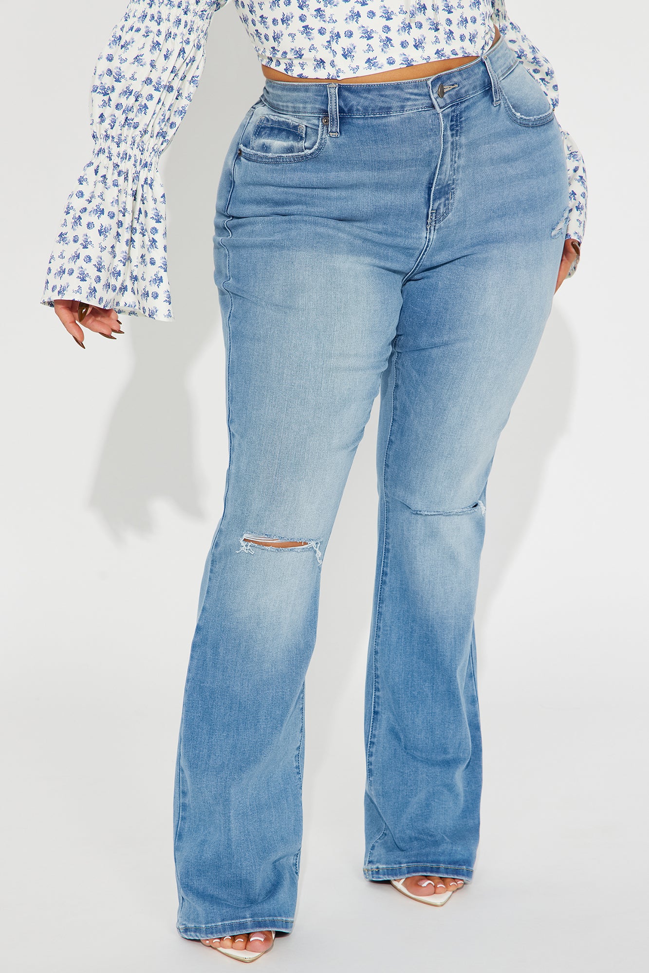 Pleasure Seeker Soft Stretch Flare Jeans - Medium Wash - Image 6