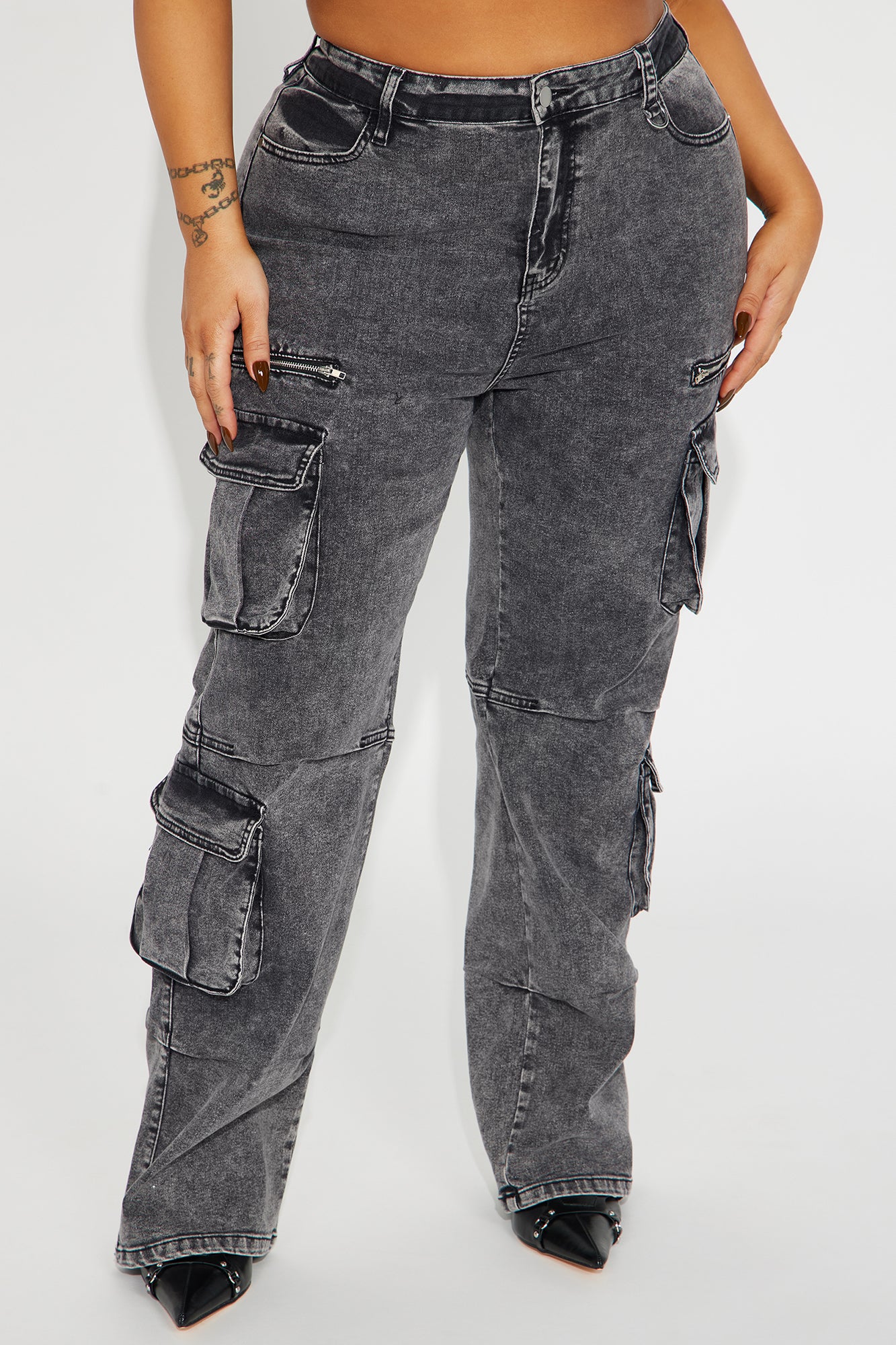 City Streets Stretch Cargo Jean - Grey - Image 5