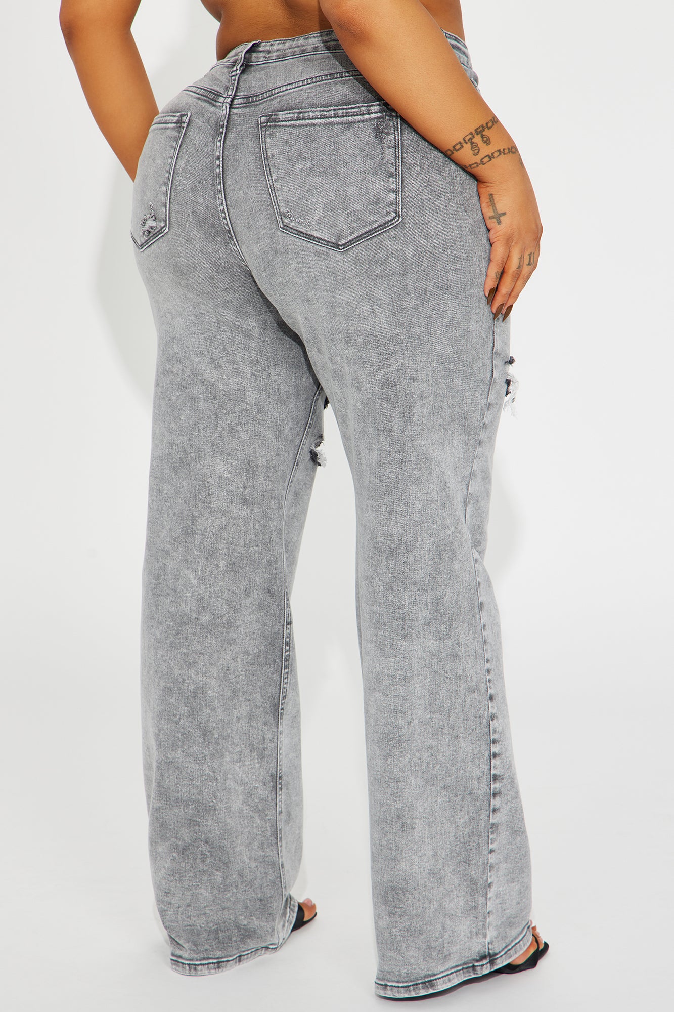 Remi Ripped Stretch Baggy Jeans - Grey - Image 6
