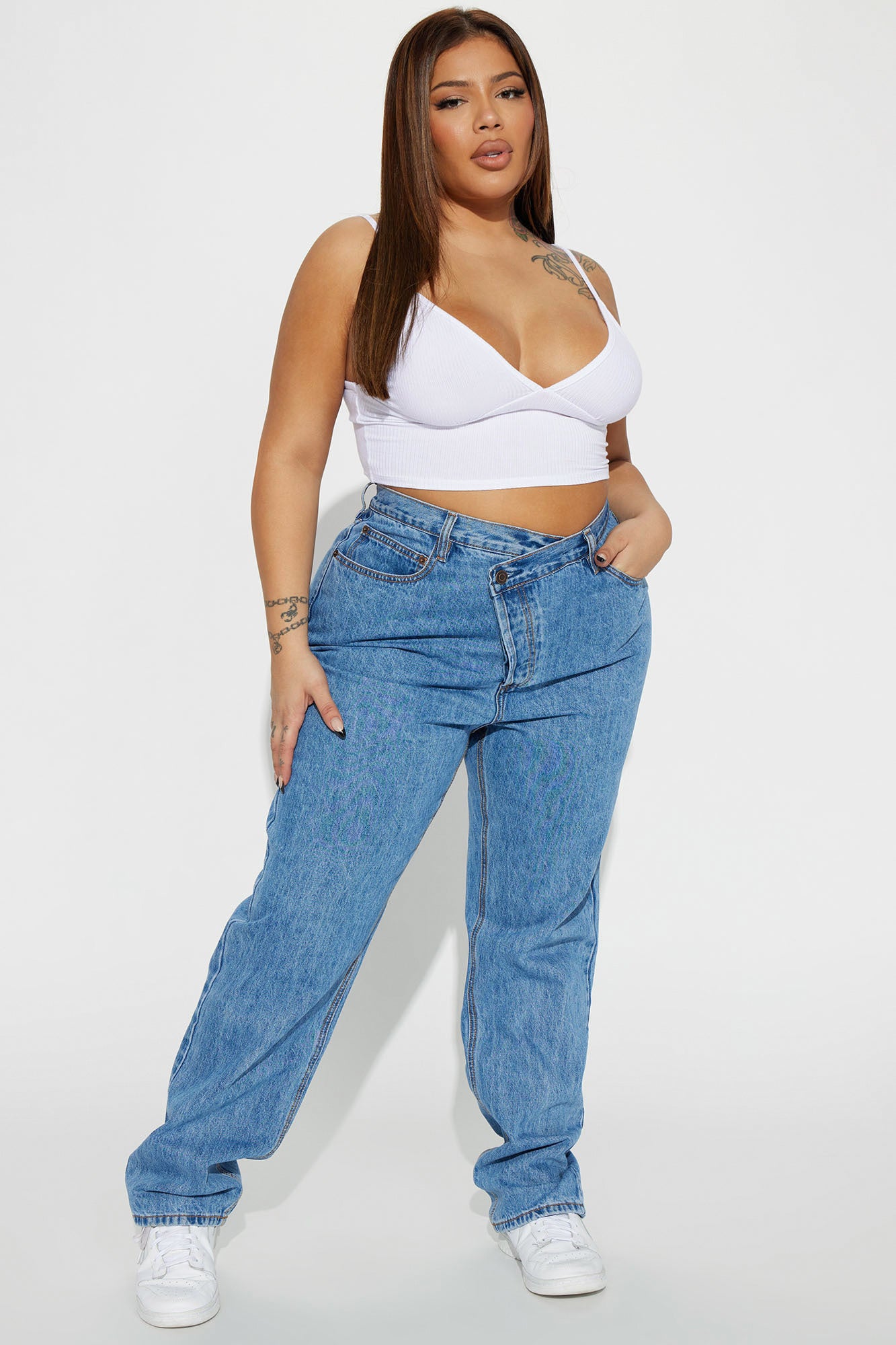 Crossover Straight Leg Jeans - Medium Wash - Image 9