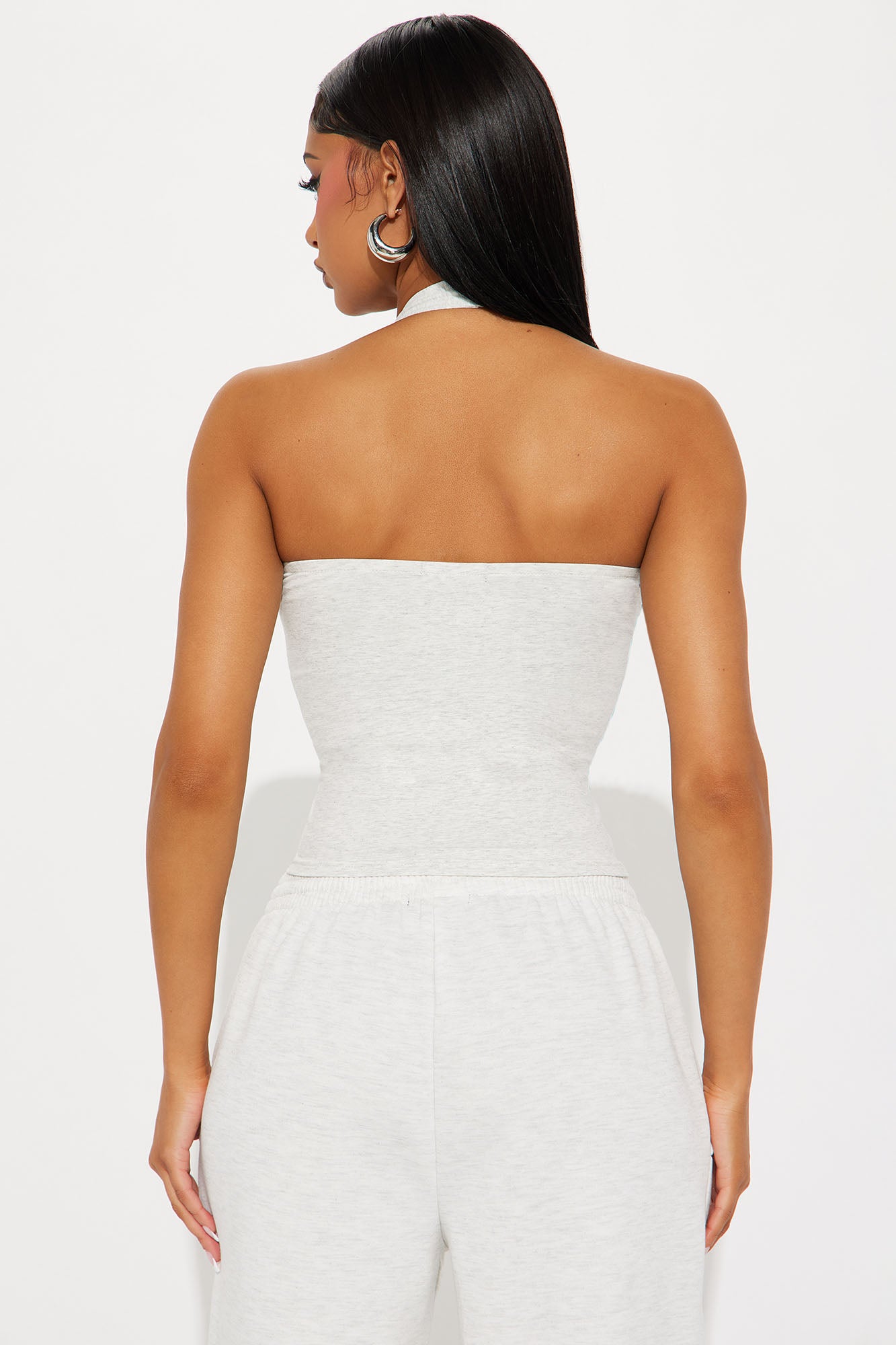 Izabel 98 Varsity Halter Top - Heather Grey - Image 4
