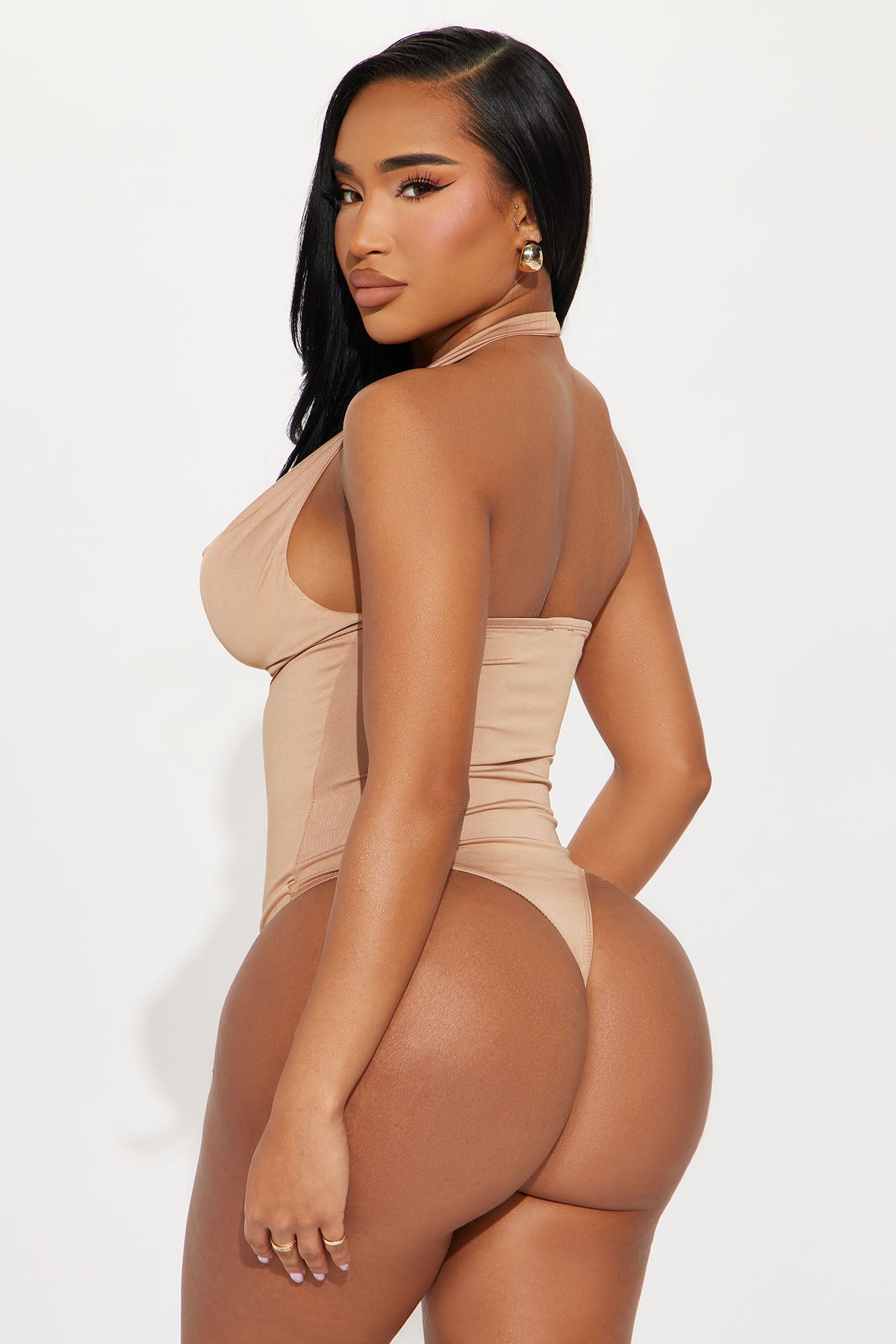 Talia Cowl Neck Bodysuit - Taupe - Image 3
