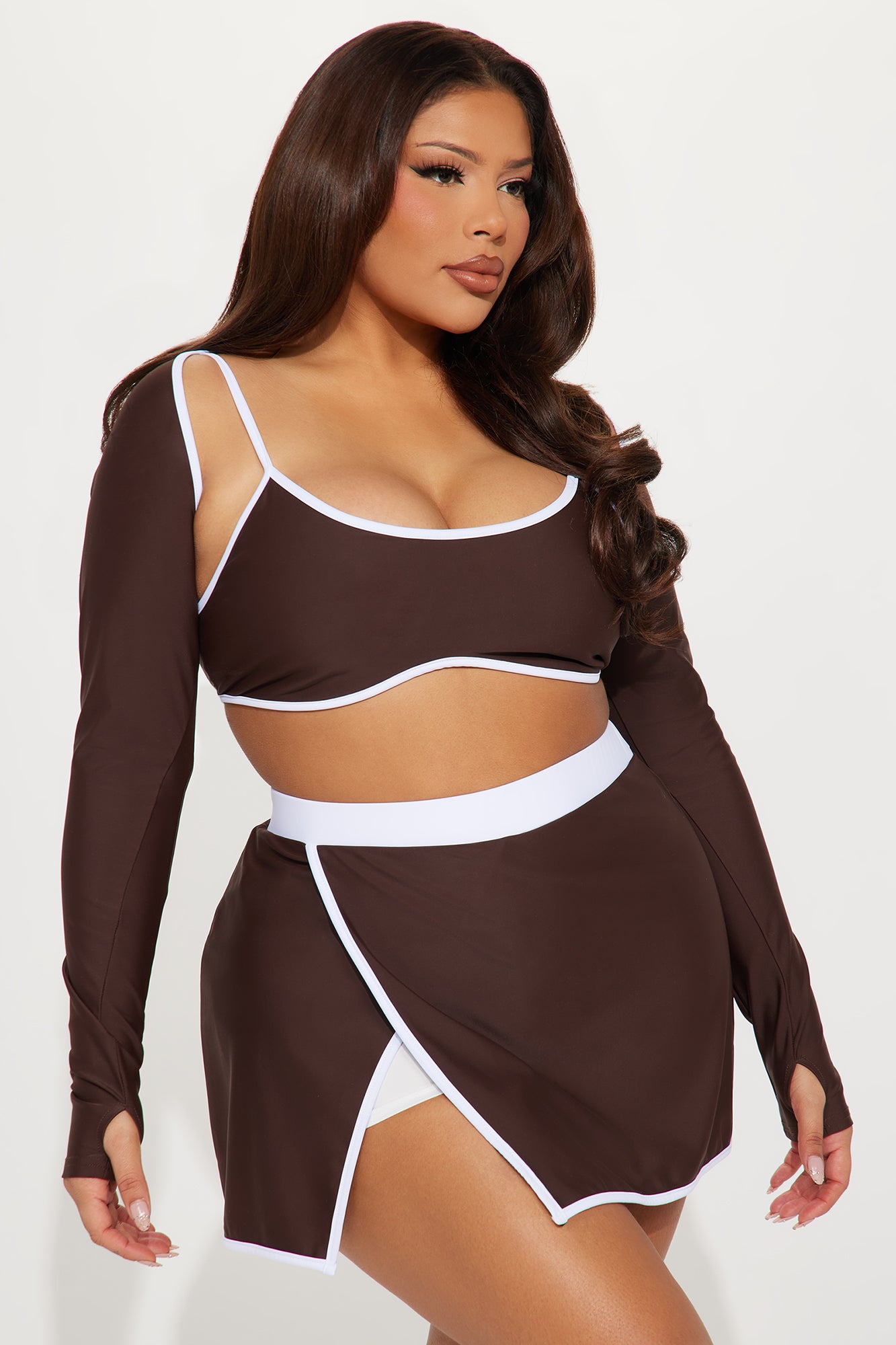 Cleo 3 Piece Bolero Active Set - Chocolate - Image 5