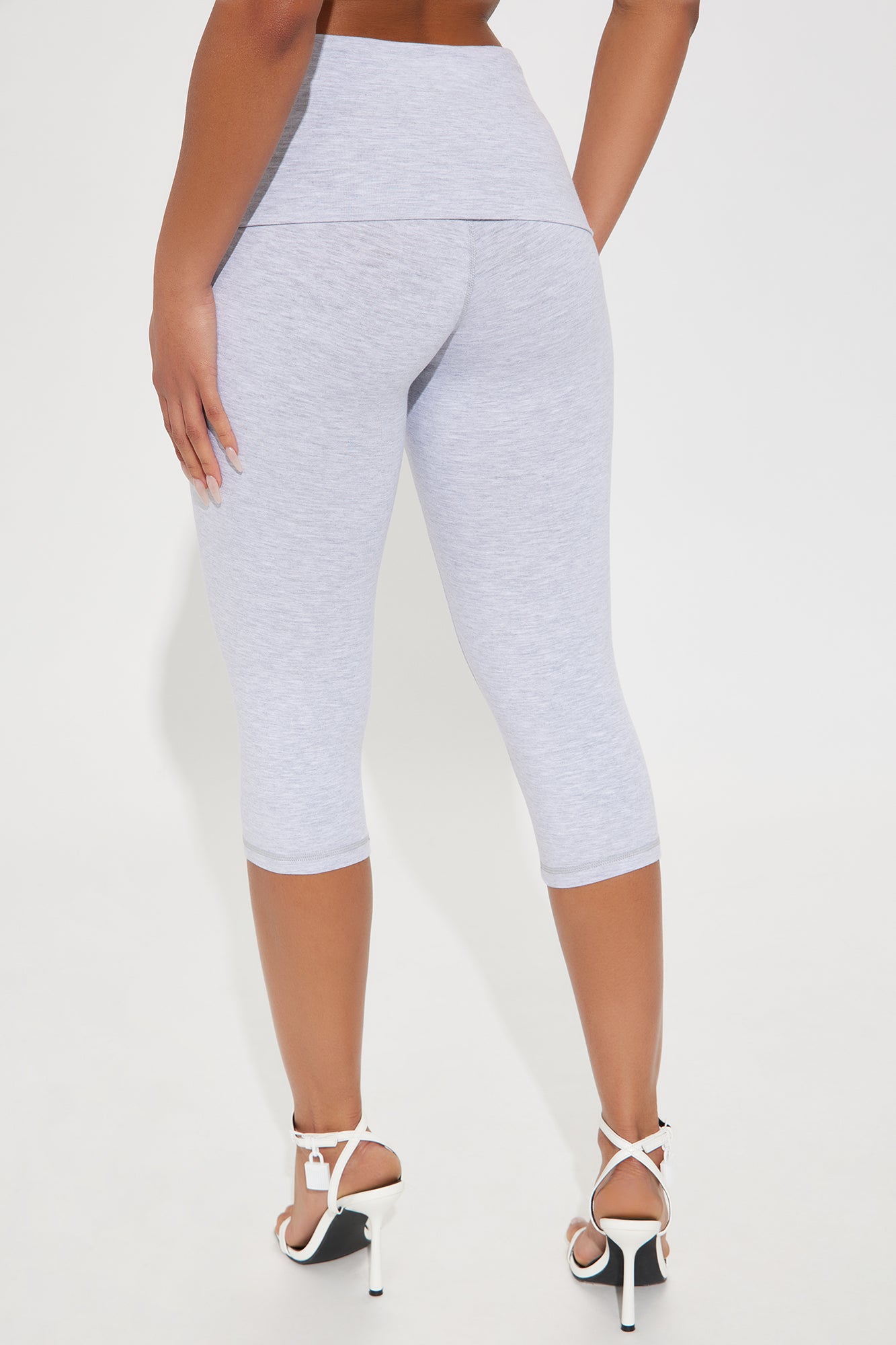 Amaris Foldover Capri Legging - Heather Grey - Image 3