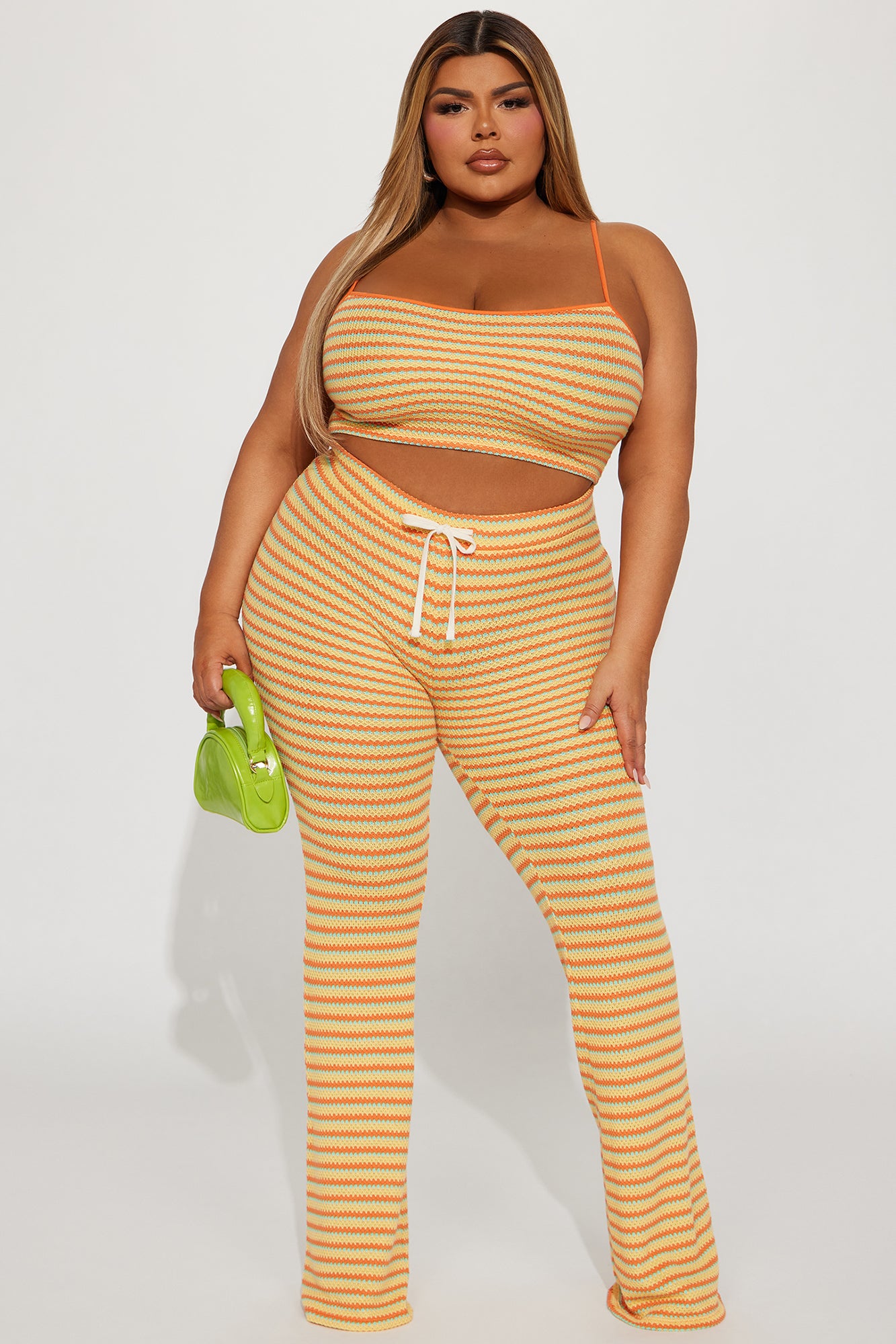 Summer Fling Crochet Pant Set - Orange/combo - Image 4