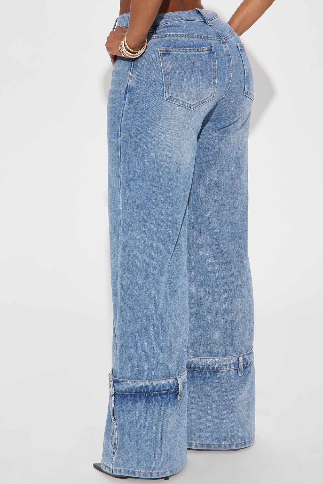 You Do You Cuffed Wide Leg Jeans - Vintage Wash - Image 3