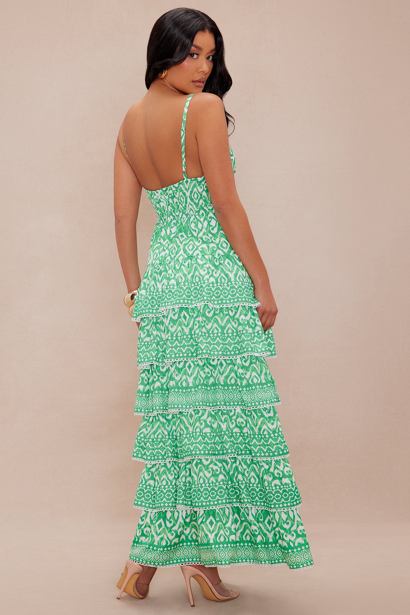 Natalie Tiered Maxi Dress - Green/combo - Image 4