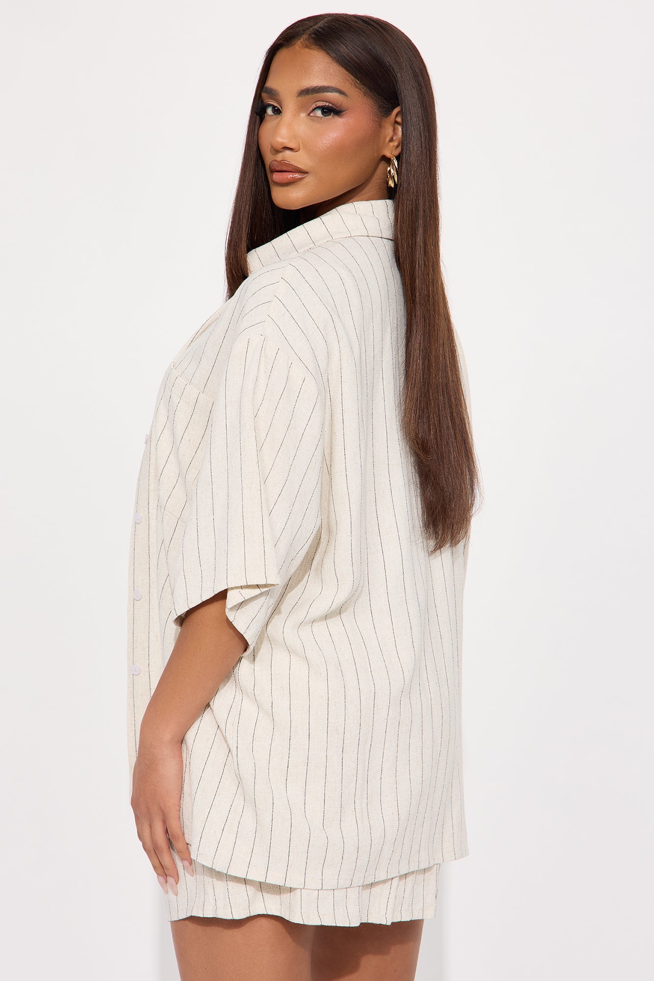 Chill Out Linen Mini Dress Set - Beige - Image 3