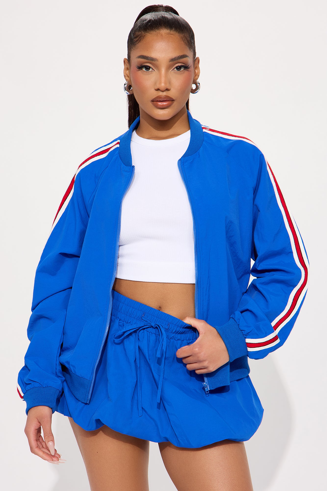 Sporty Bubble Hem Skirt Set - Royal - Image 3