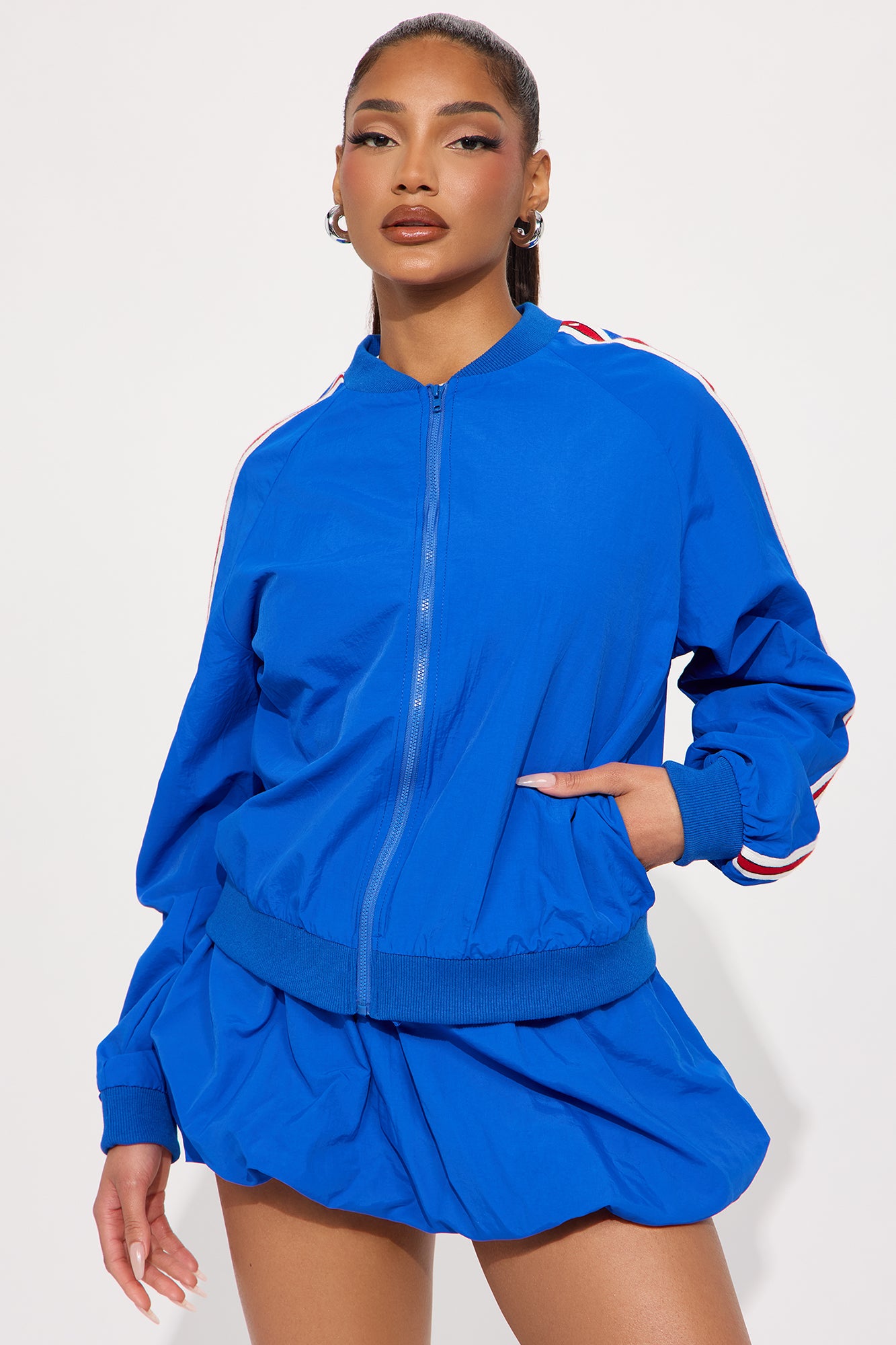 Sporty Bubble Hem Skirt Set - Royal - Image 4