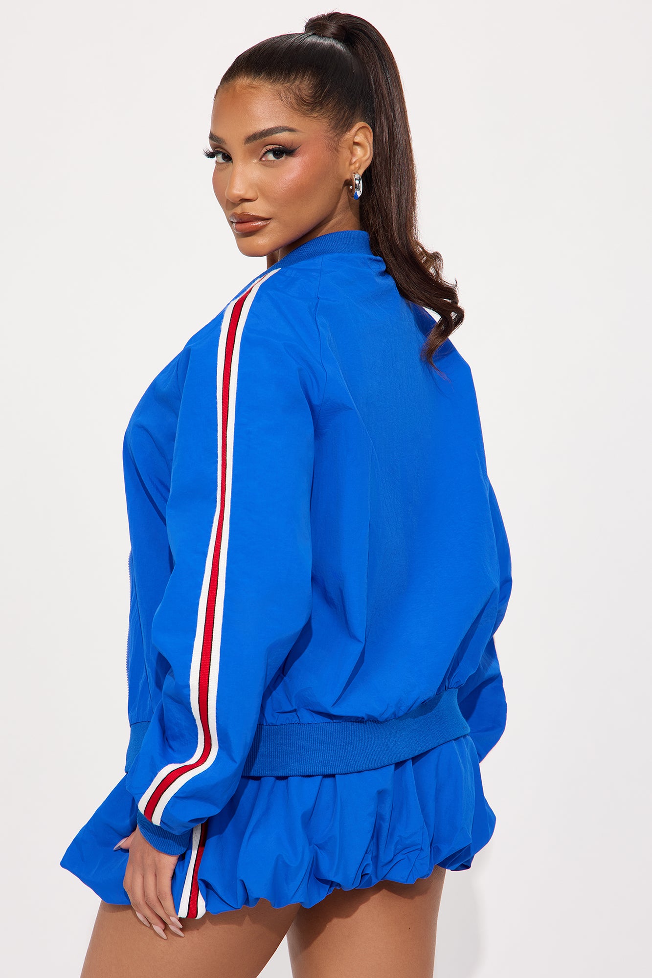 Sporty Bubble Hem Skirt Set - Royal - Image 5