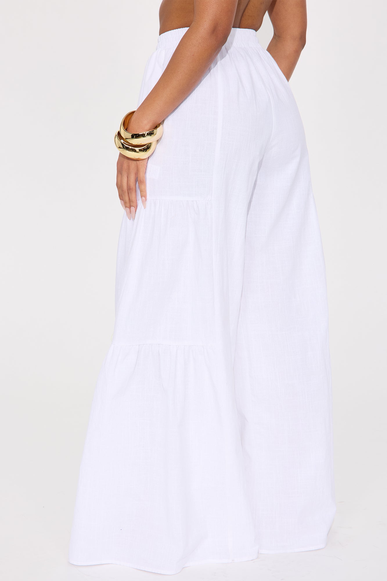Sandra Linen Wide Leg Pant - White - Image 3