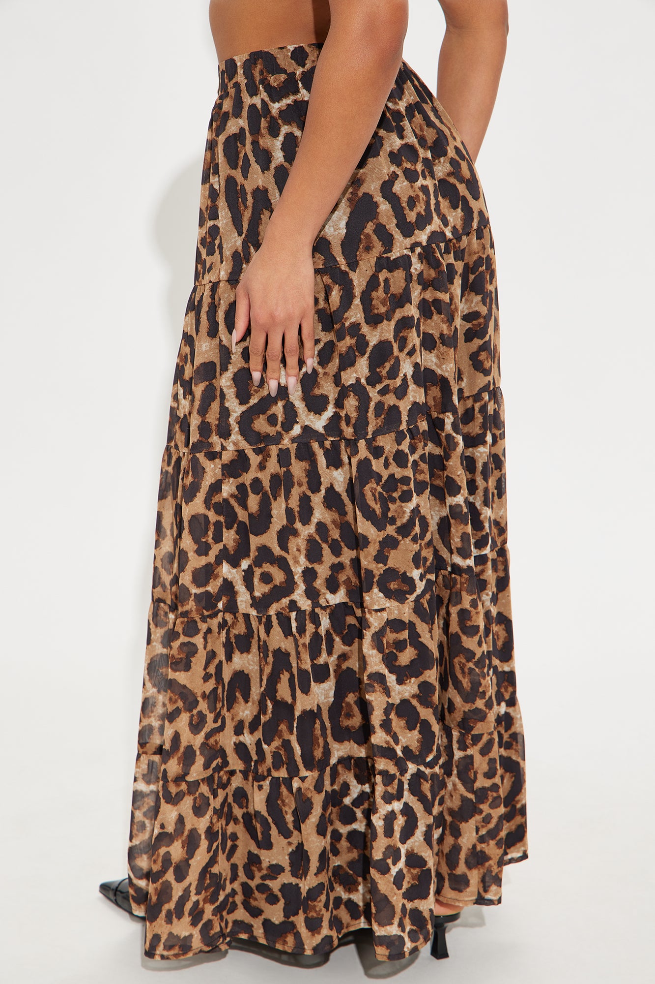 Simona Leopard Tiered Maxi Skirt - Brown/combo - Image 3
