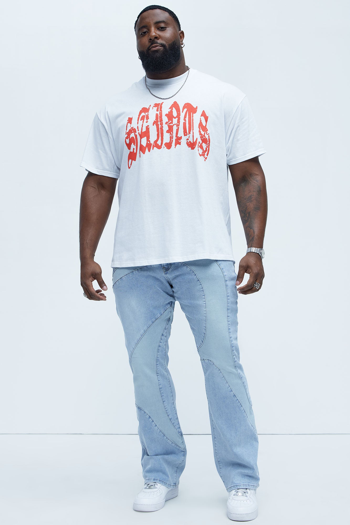 Have A Good One Paneled Stacked Slim Flare Jeans - Light Wash - Image 4