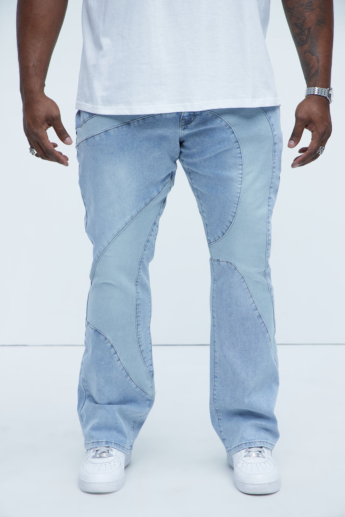Have A Good One Paneled Stacked Slim Flare Jeans - Light Wash - Image 5