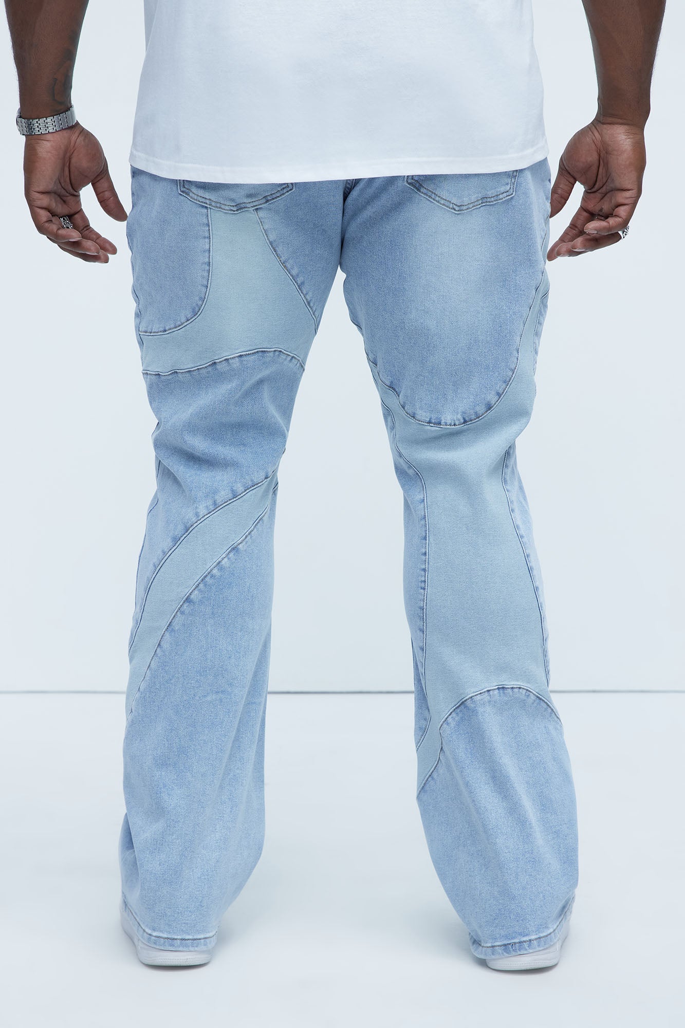 Have A Good One Paneled Stacked Slim Flare Jeans - Light Wash - Image 6