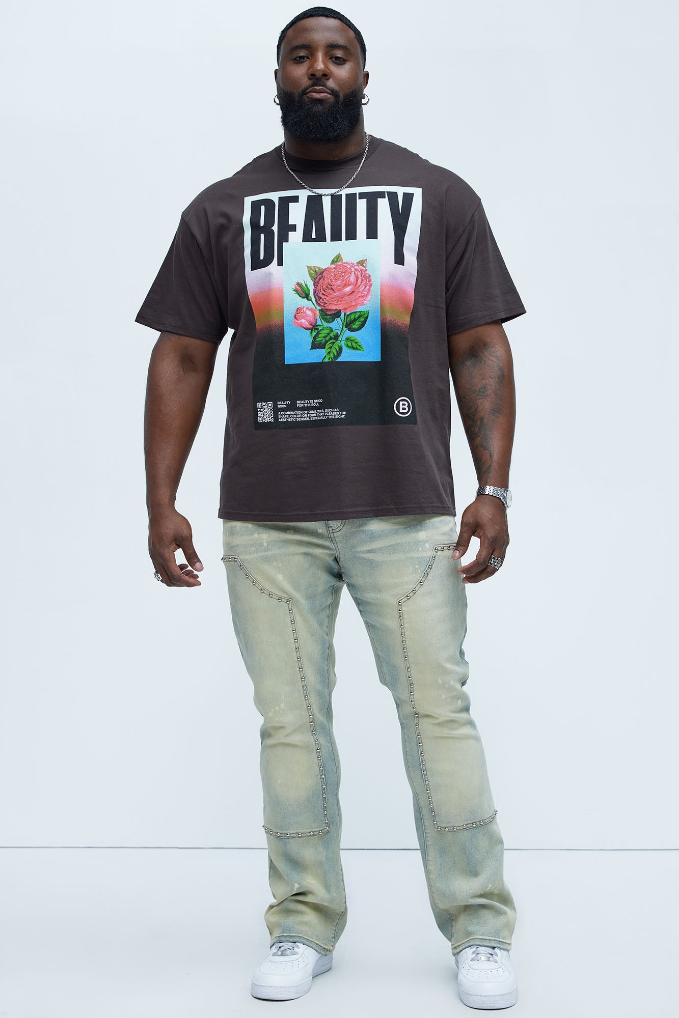 Beauty Gradient Short Sleeve Tee - Brown - Image 5