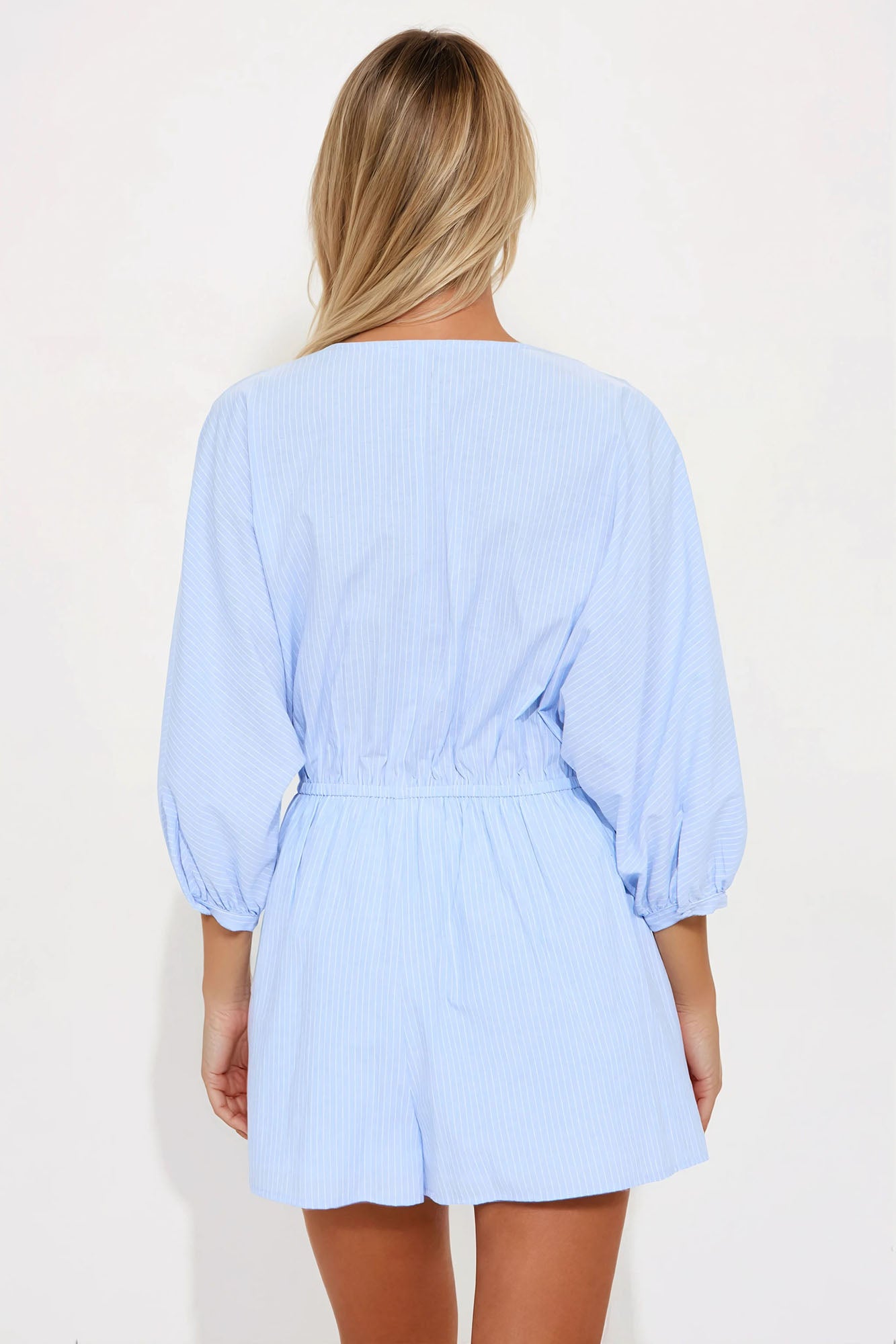 Maribel Linen Romper - Light Blue - Image 3