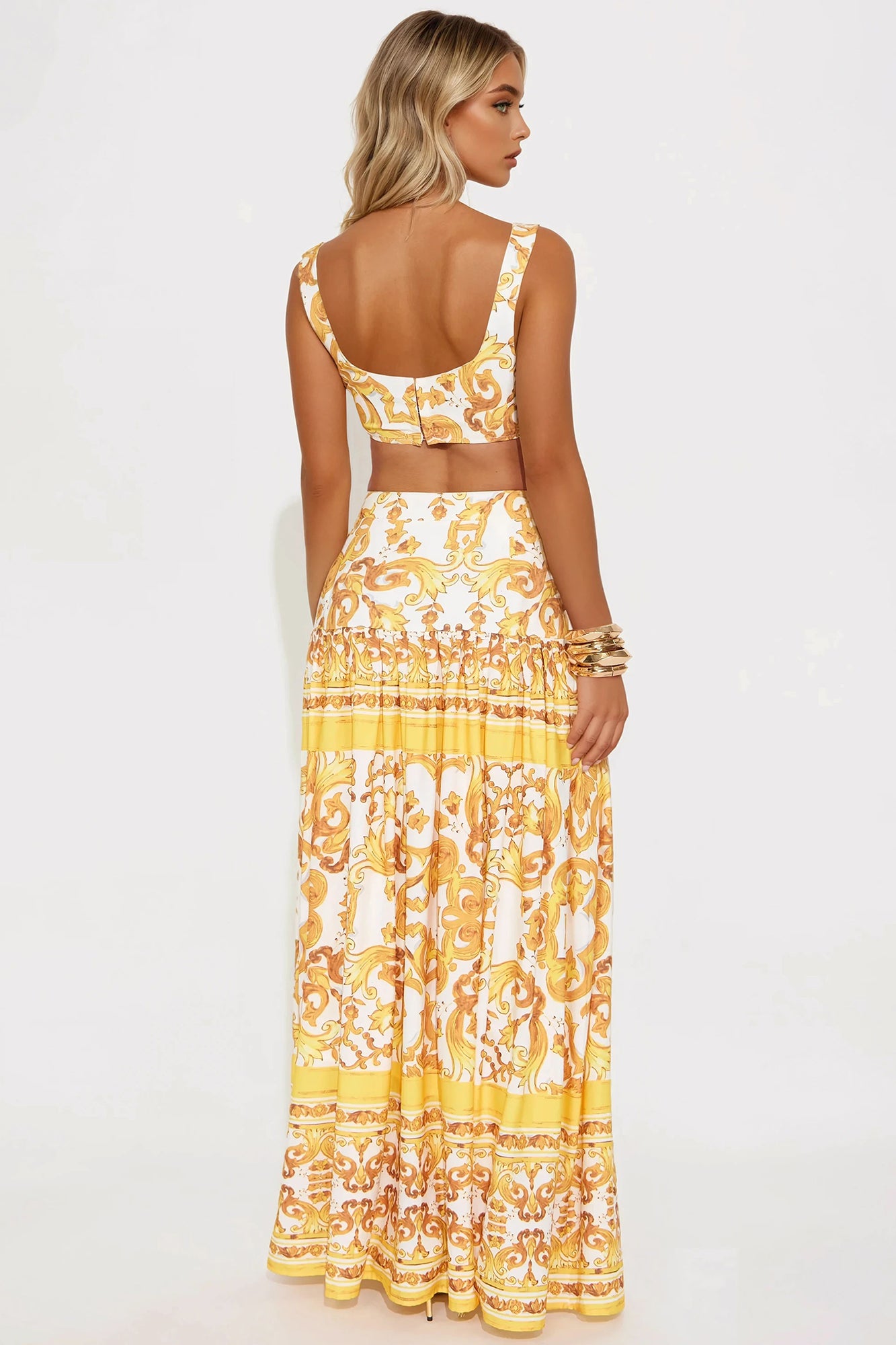 Radiant Retreat Maxi Skirt Set - Yellow - Image 3