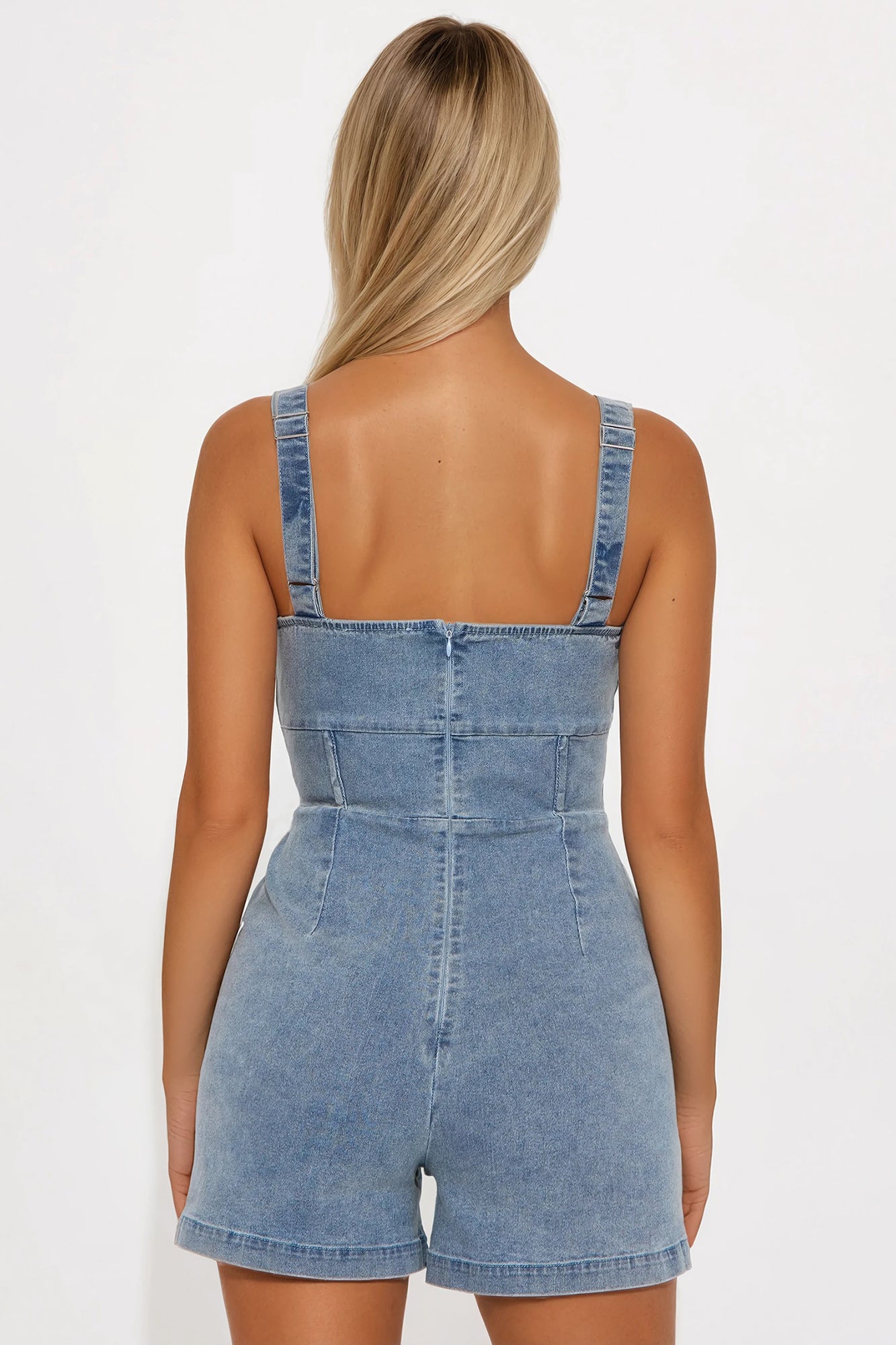 Very Cutesy Denim Romper - Medium Wash - Image 3
