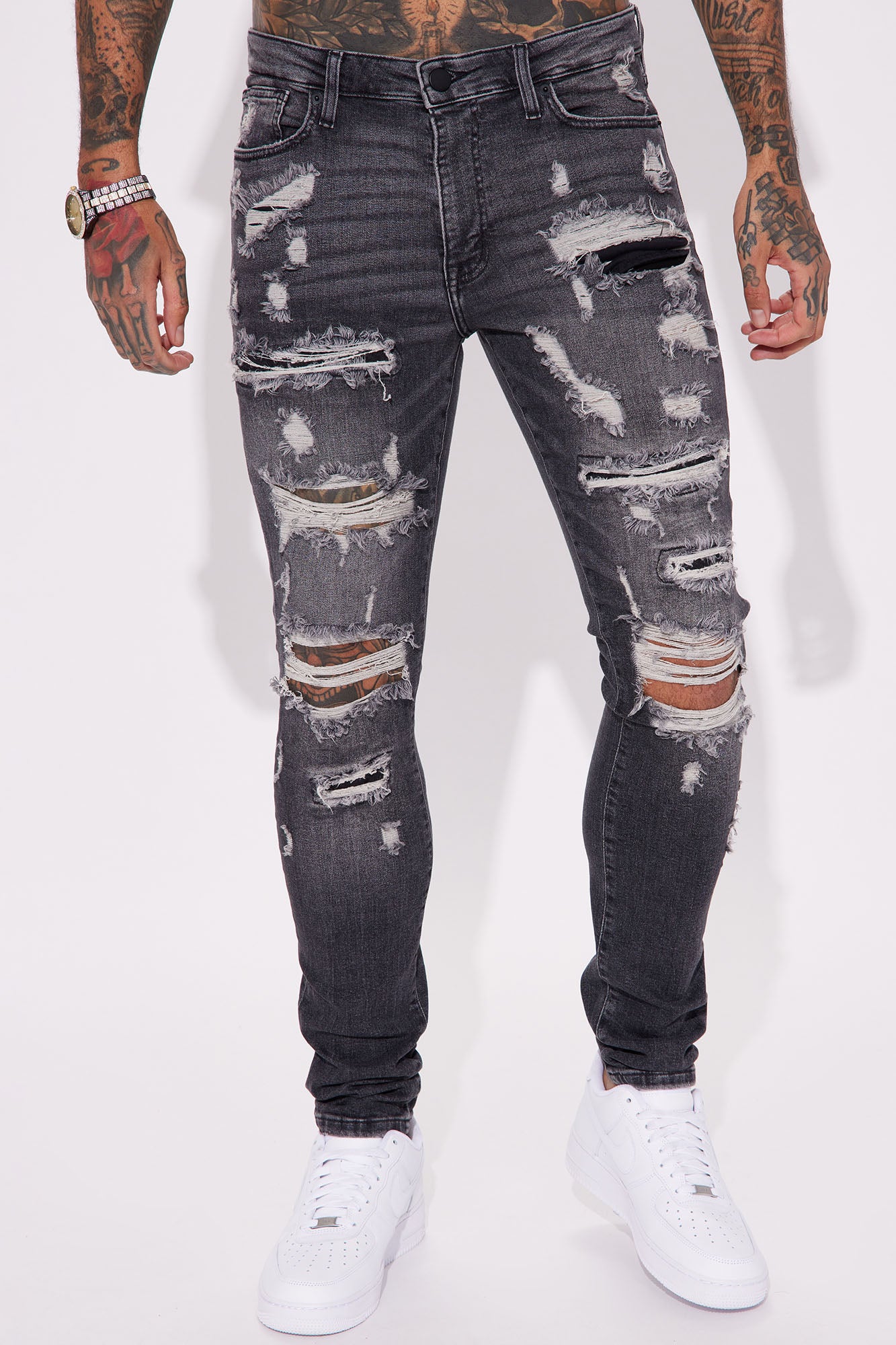 Ready To Unwind Stacked Skinny Jeans - Black Wash - Image 4