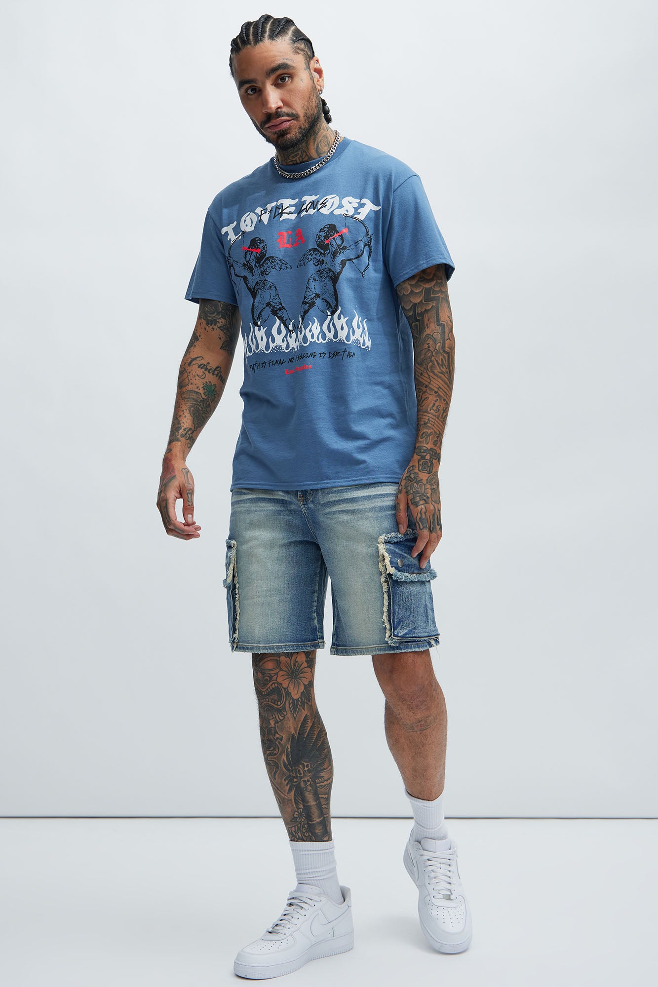 Rush Home Denim Cargo Shorts - Light Blue Wash - Image 3