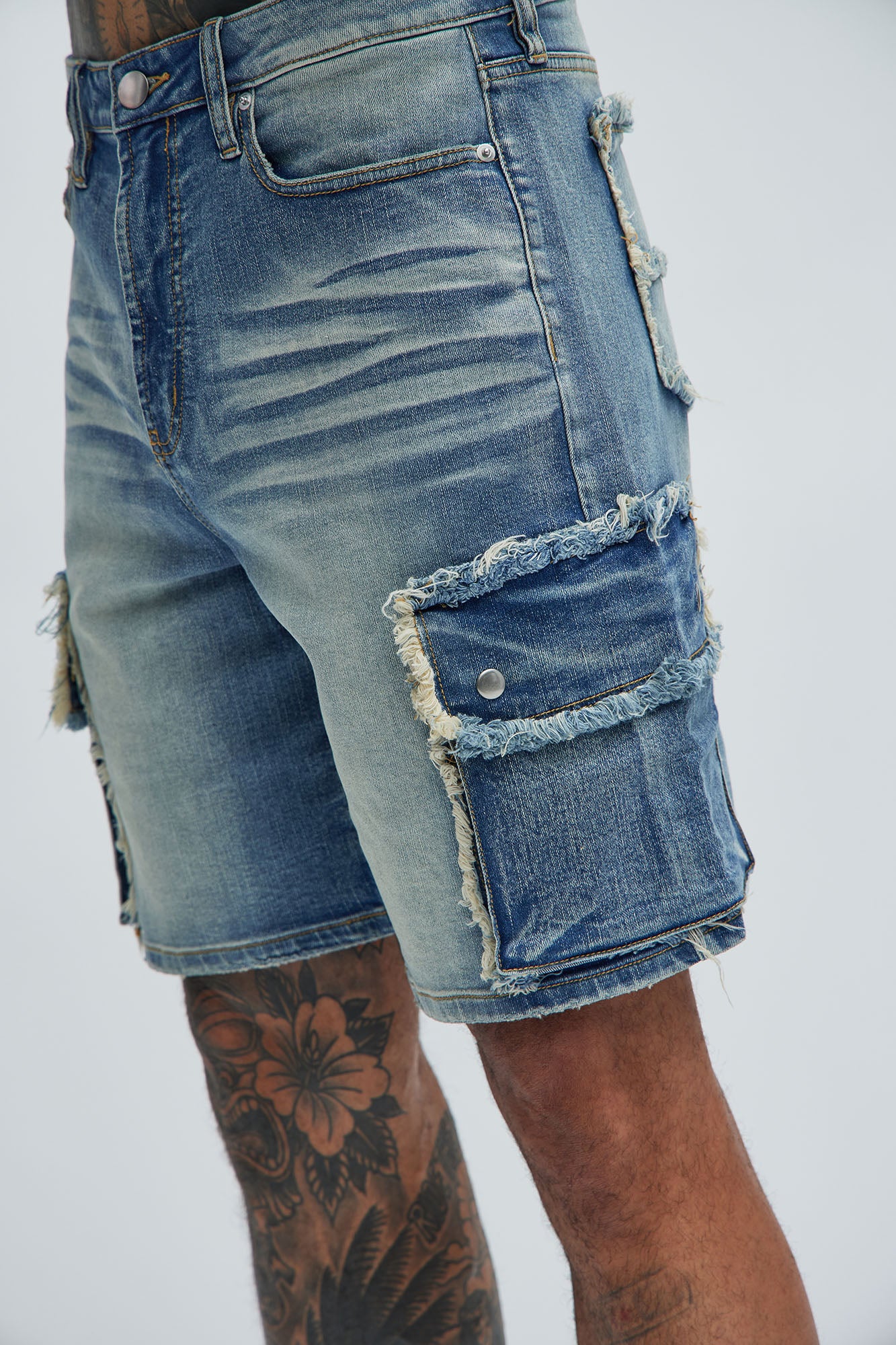 Rush Home Denim Cargo Shorts - Light Blue Wash - Image 4