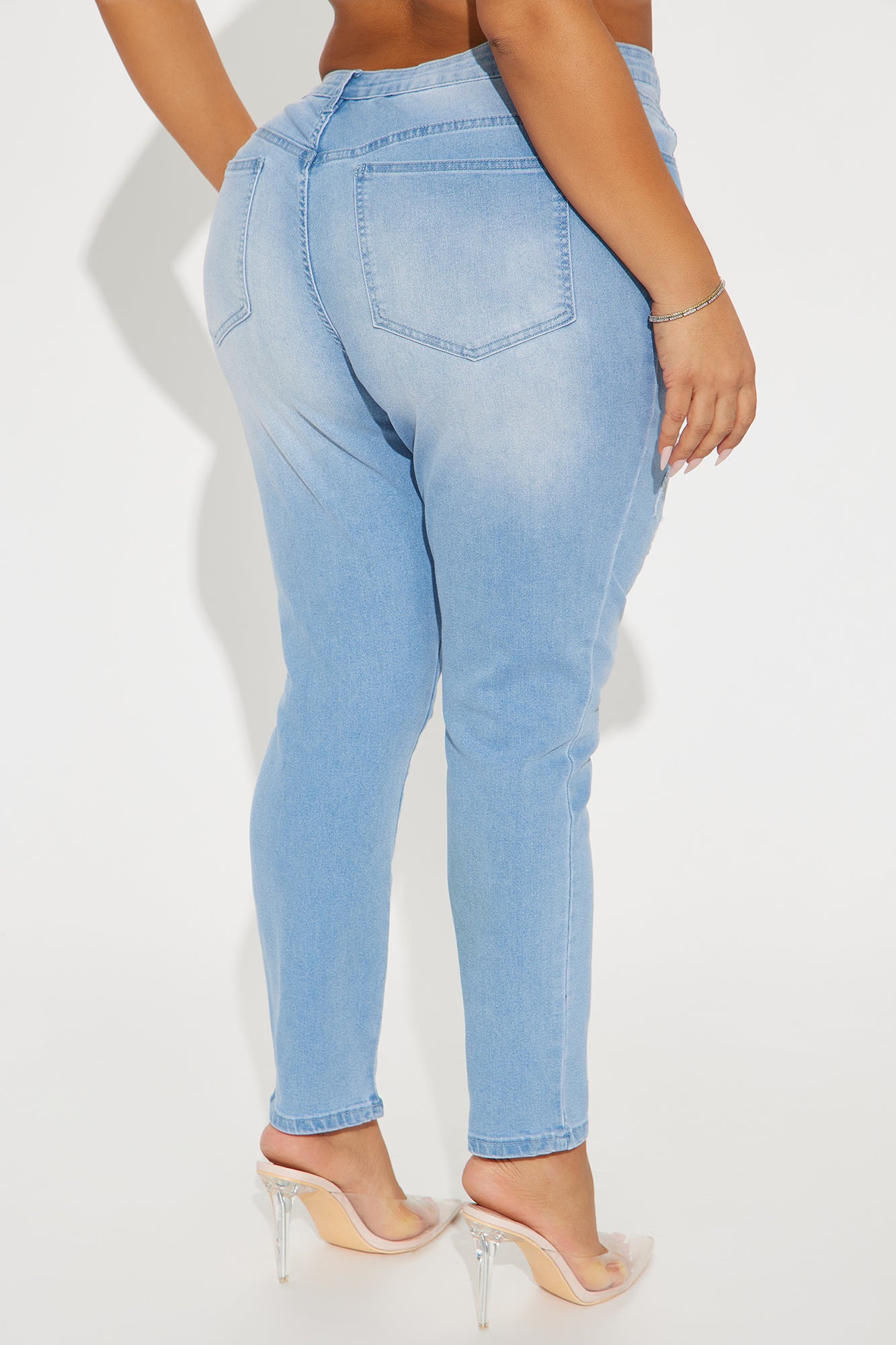 Call It Love Stretch Ripped Skinny Jeans - Light Wash - Image 6