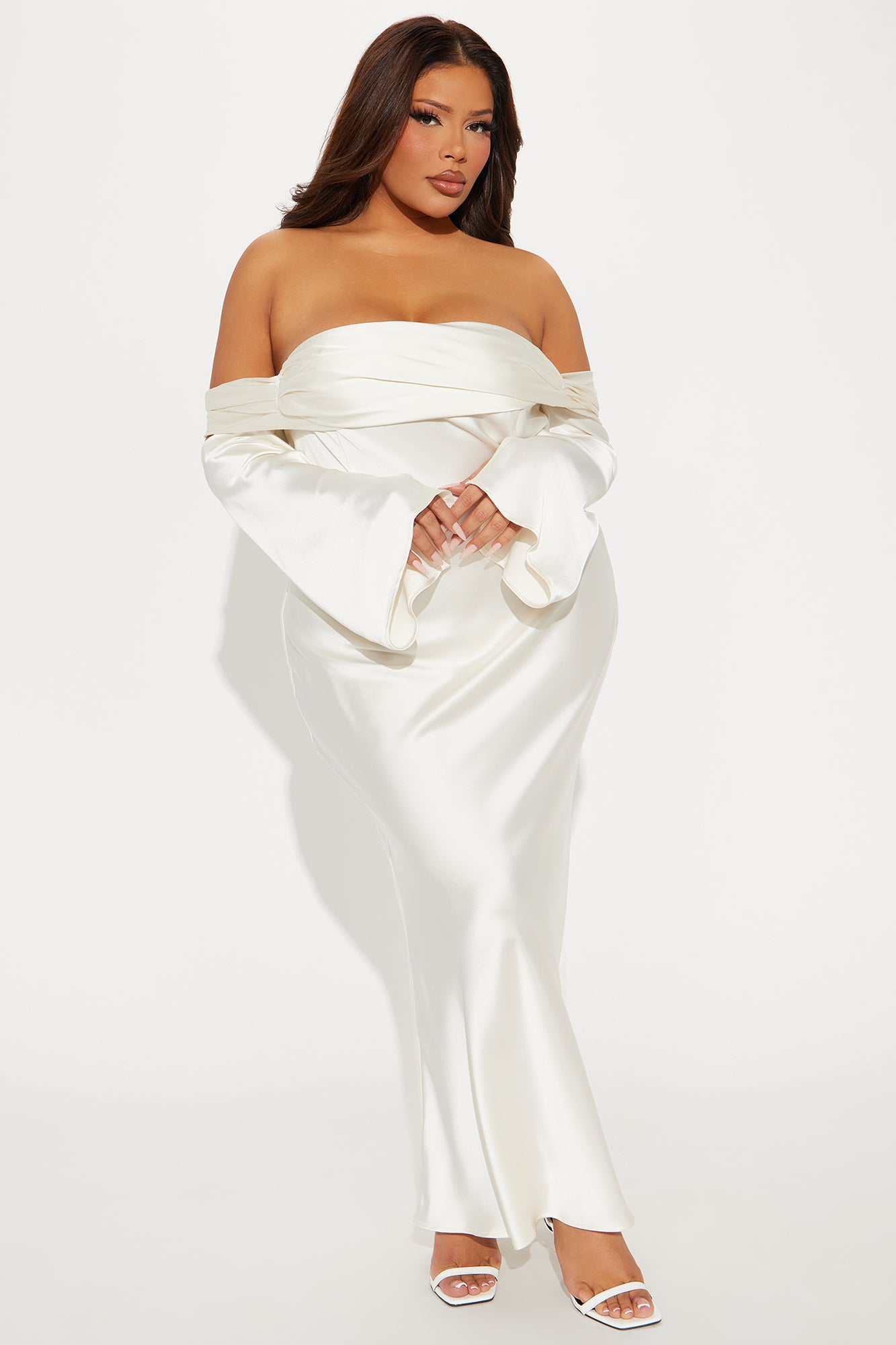 Amandine Satin Maxi Dress - Cream - Image 6