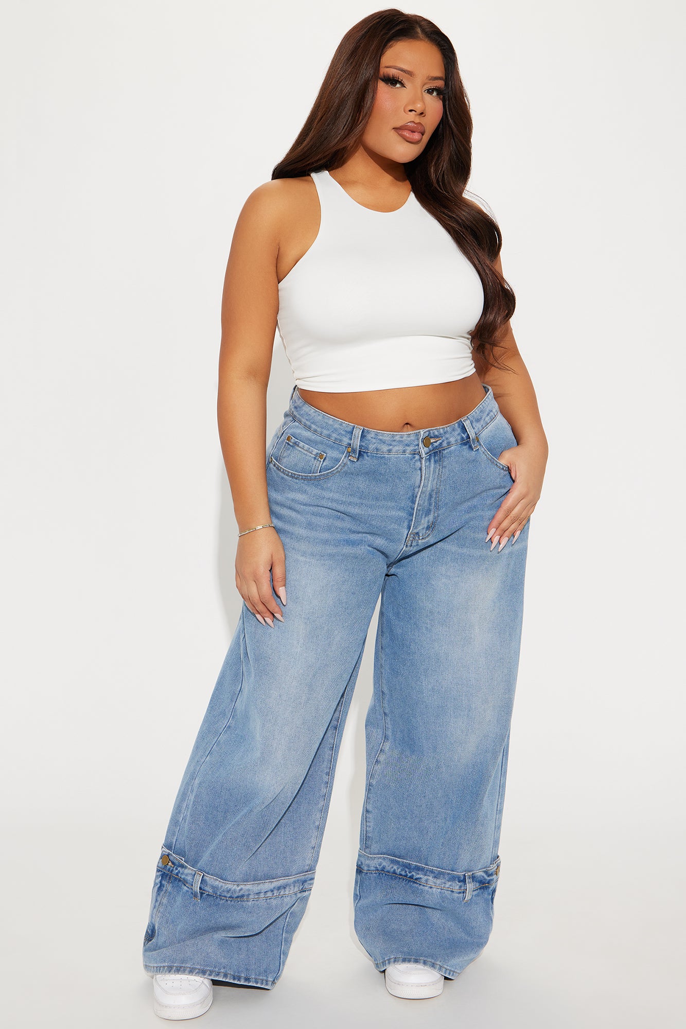 You Do You Cuffed Wide Leg Jeans - Vintage Wash - Image 4