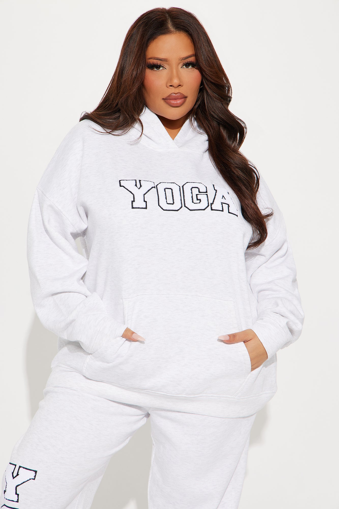 Yoga Fleece Sweatsuit Set - Heather Grey - Image 6
