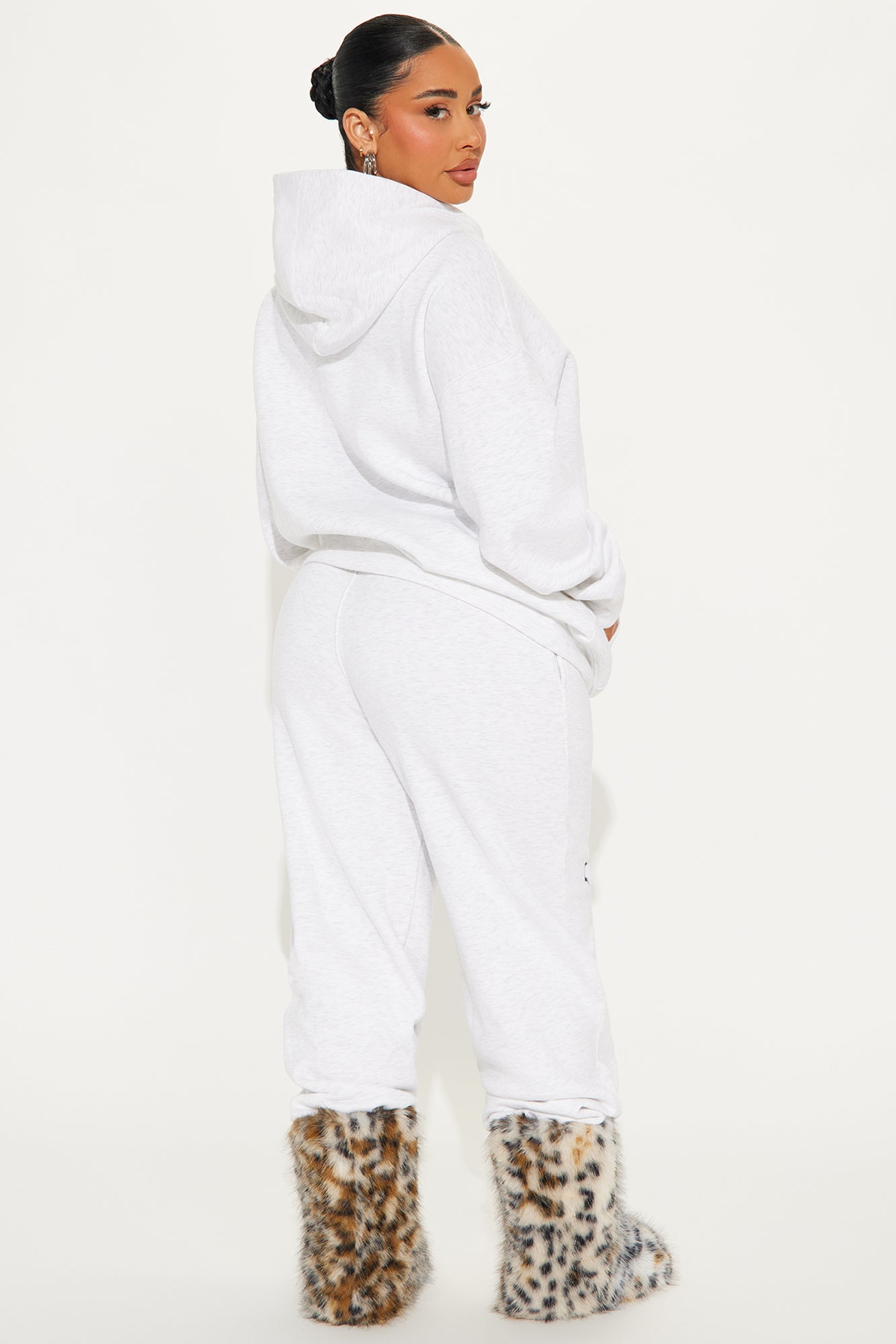 Yoga Fleece Sweatsuit Set - Heather Grey - Image 4