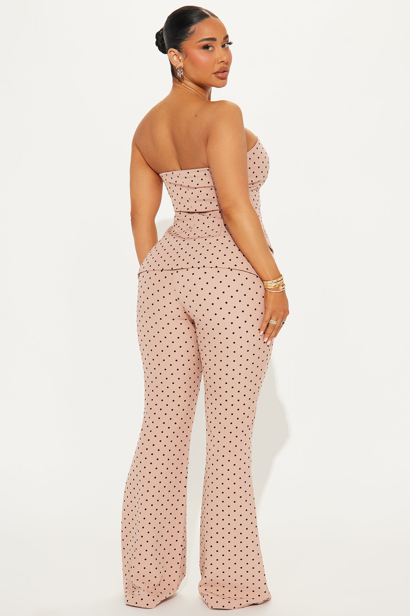 Stacy Polka Dot Flare Pant Set - Pink - Image 3