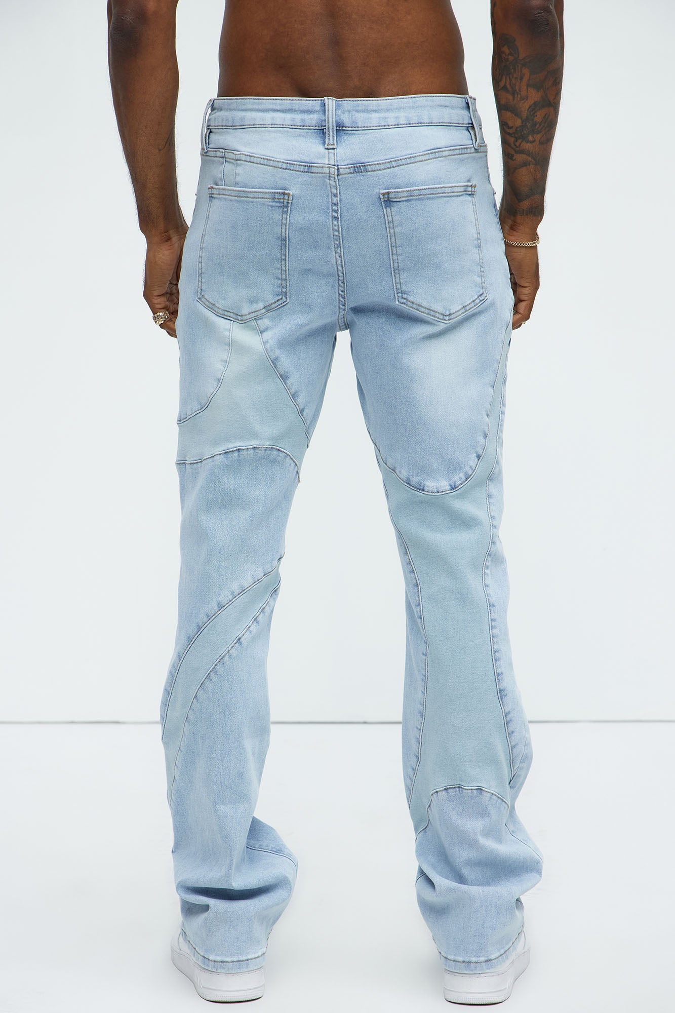 Have A Good One Paneled Stacked Slim Flare Jeans - Light Wash - Image 3