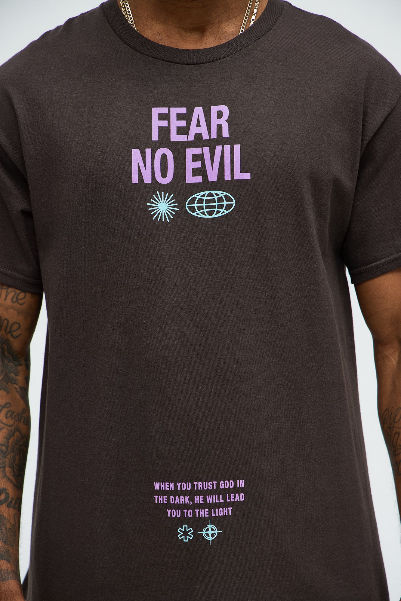 Fear No Evil Repent Oversized Short Sleeve Tee - Chocolate - Image 4