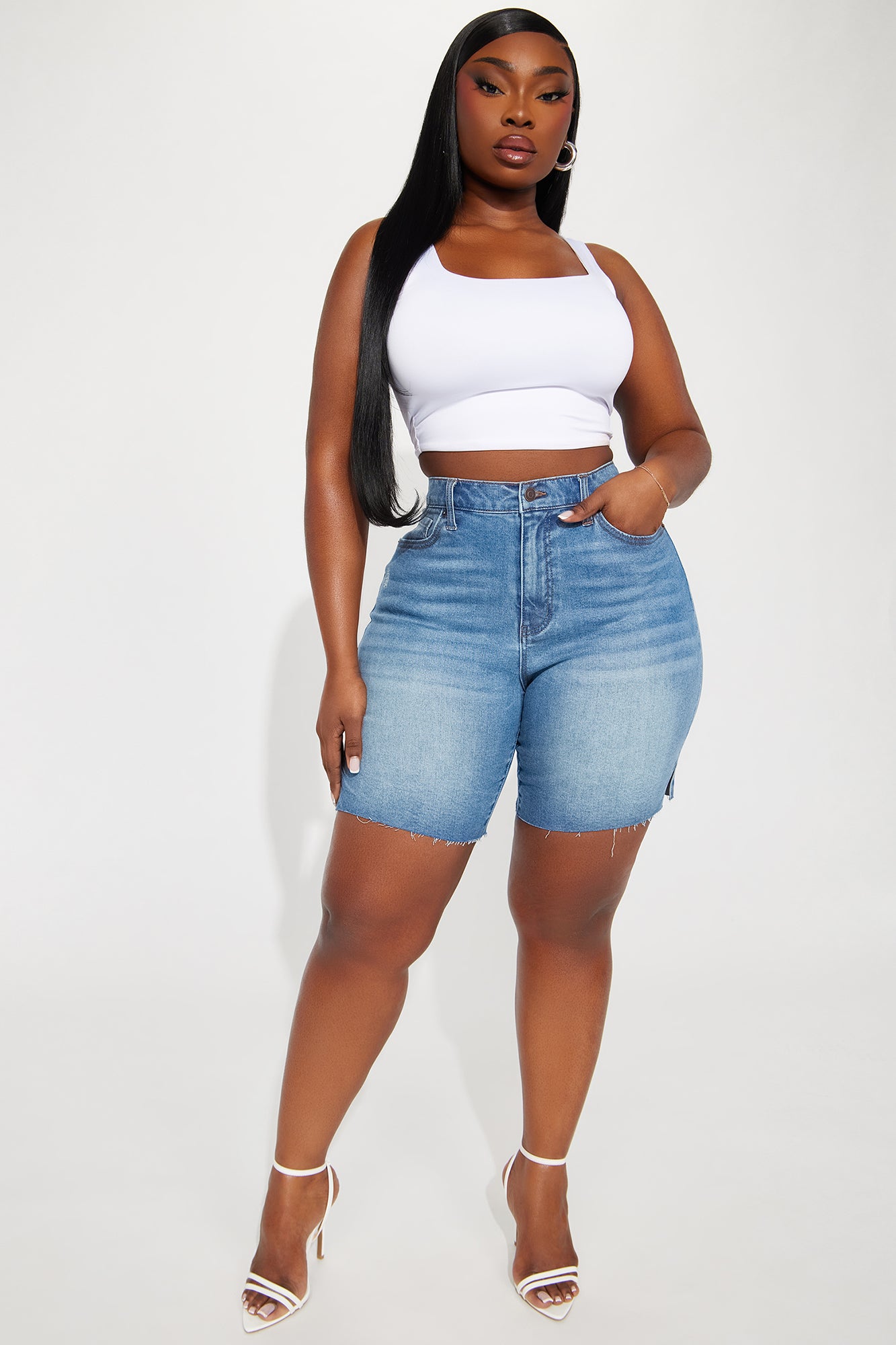 Everything's Good Super Stretch Denim Bermudas - Medium Blue Wash - Image 6