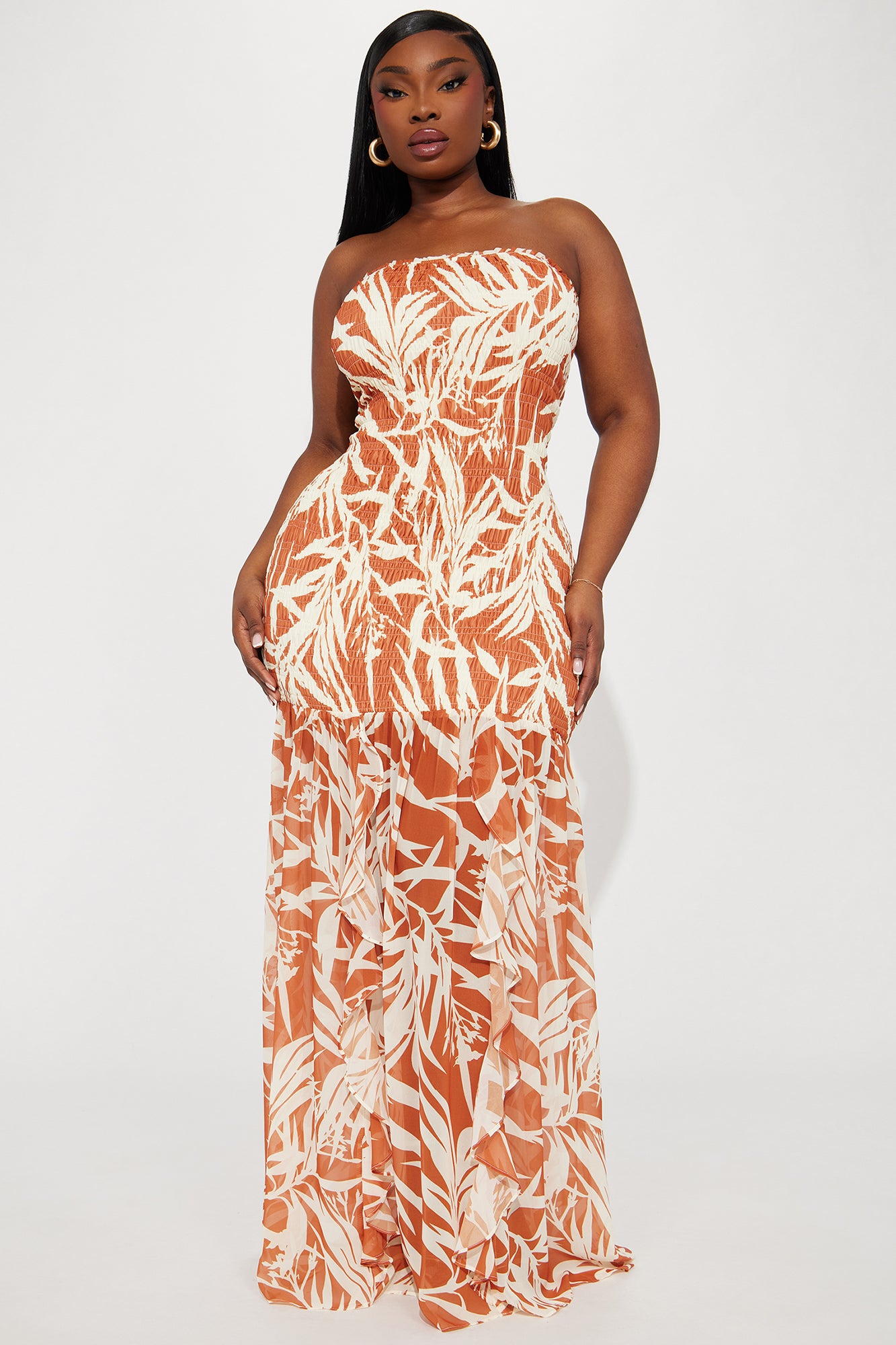 Amaya Tropical Maxi Dress - Cognac - Image 4