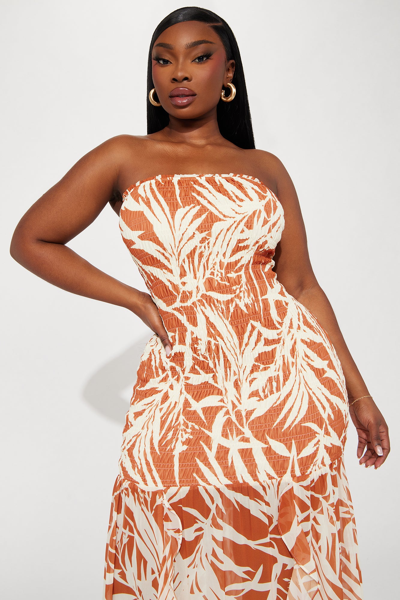 Amaya Tropical Maxi Dress - Cognac - Image 5