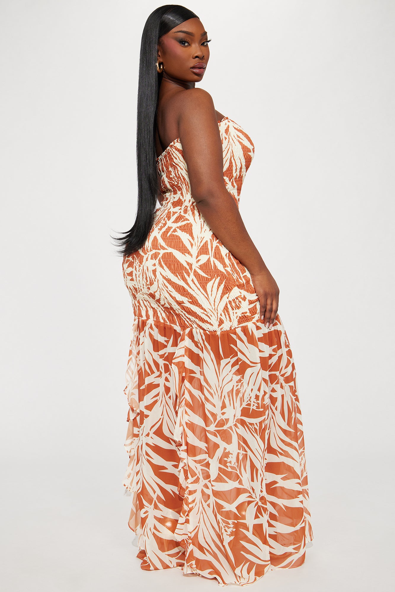 Amaya Tropical Maxi Dress - Cognac - Image 7