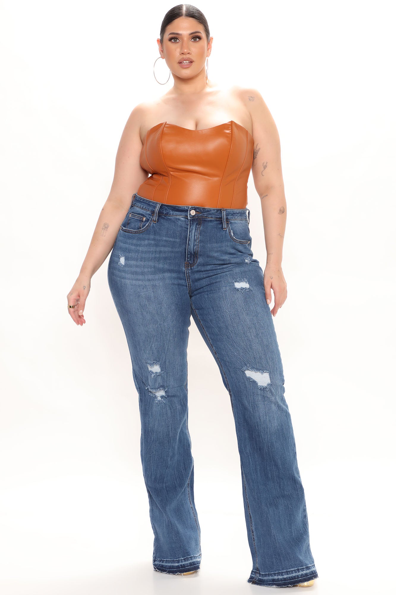 Tall Road Tripper Ripped Stretch Flare Jeans - Dark Wash - Image 5