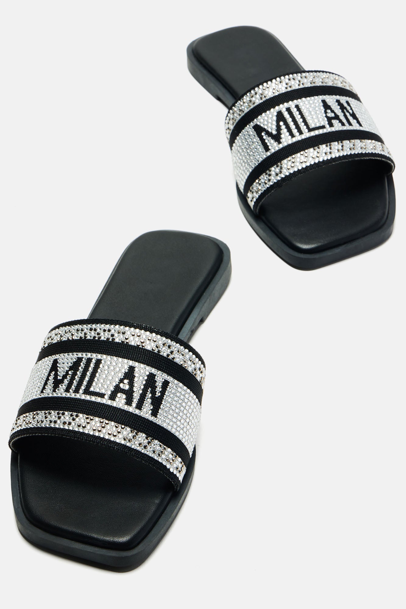 What A View Embellished Flat Sandals - Black - Image 5