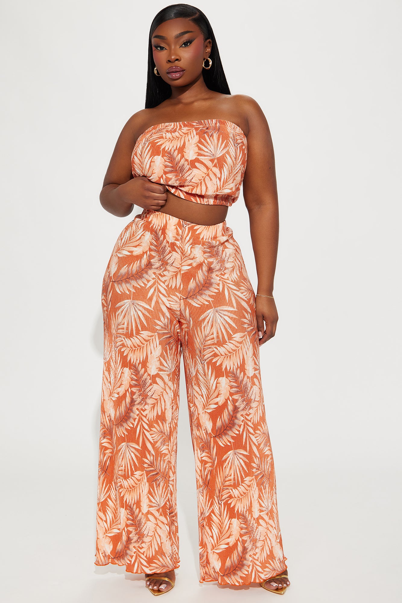 Island Dreams Plisse Pant Set - Rust/combo - Image 4