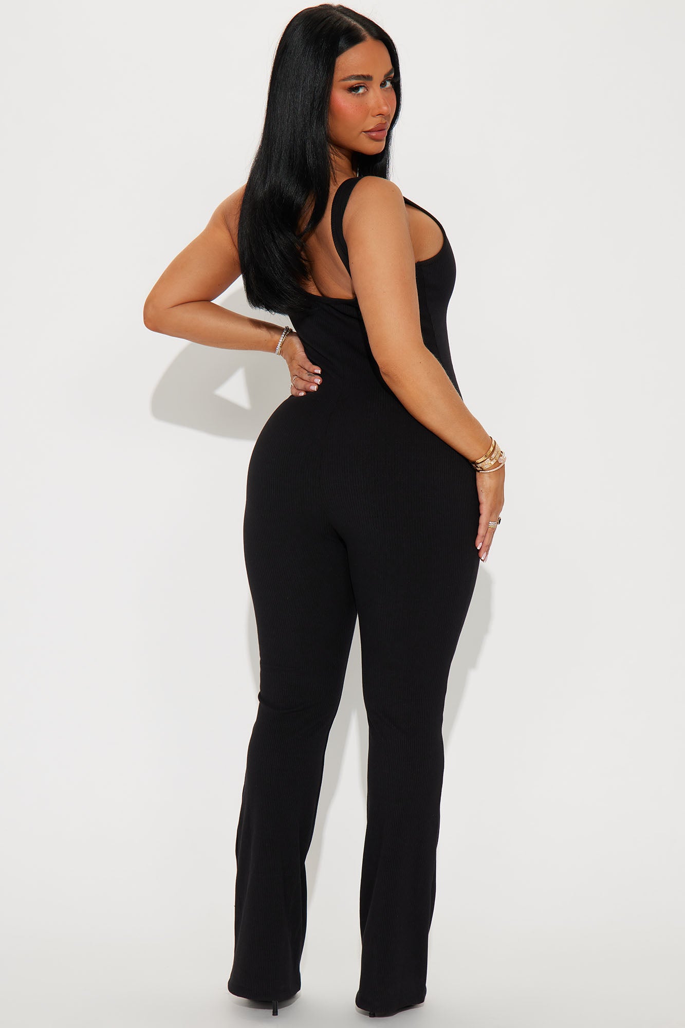 Bronte Heavy Ribbed Jumpsuit - Black - Image 3