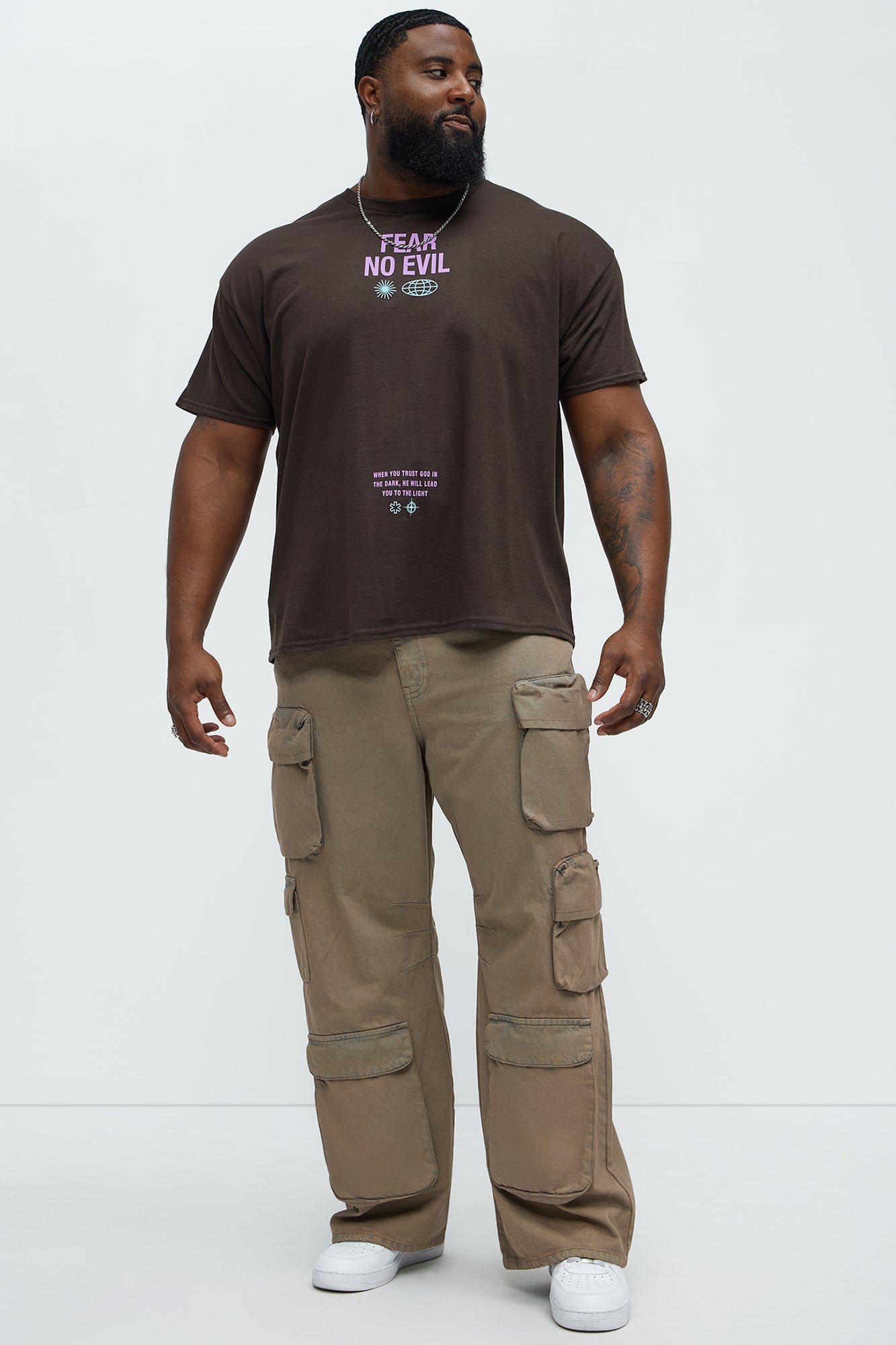 Fear No Evil Repent Oversized Short Sleeve Tee - Chocolate - Image 7