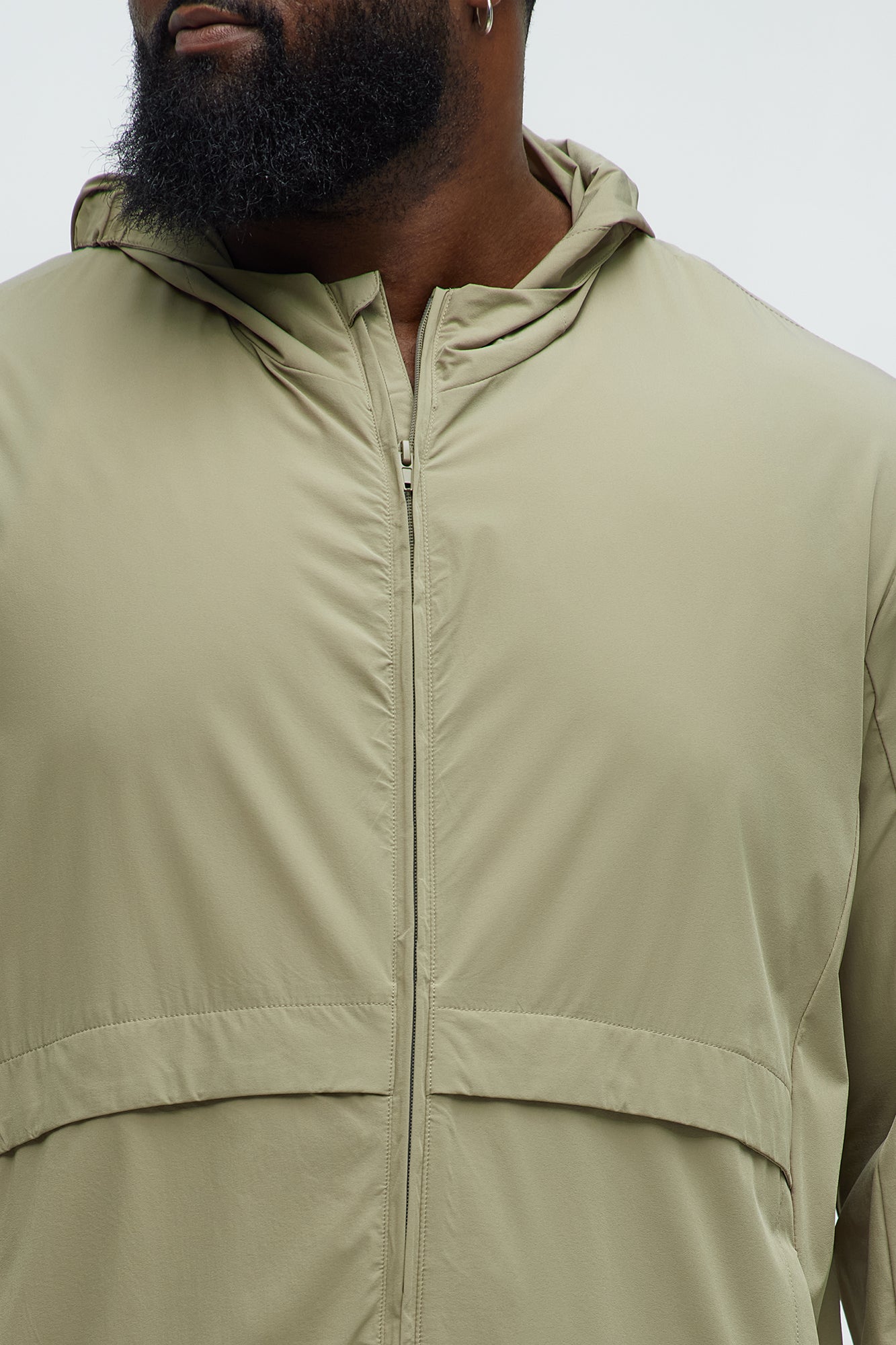 Lightweight Stretch Hooded Running Windbreaker Jacket - Taupe - Image 11