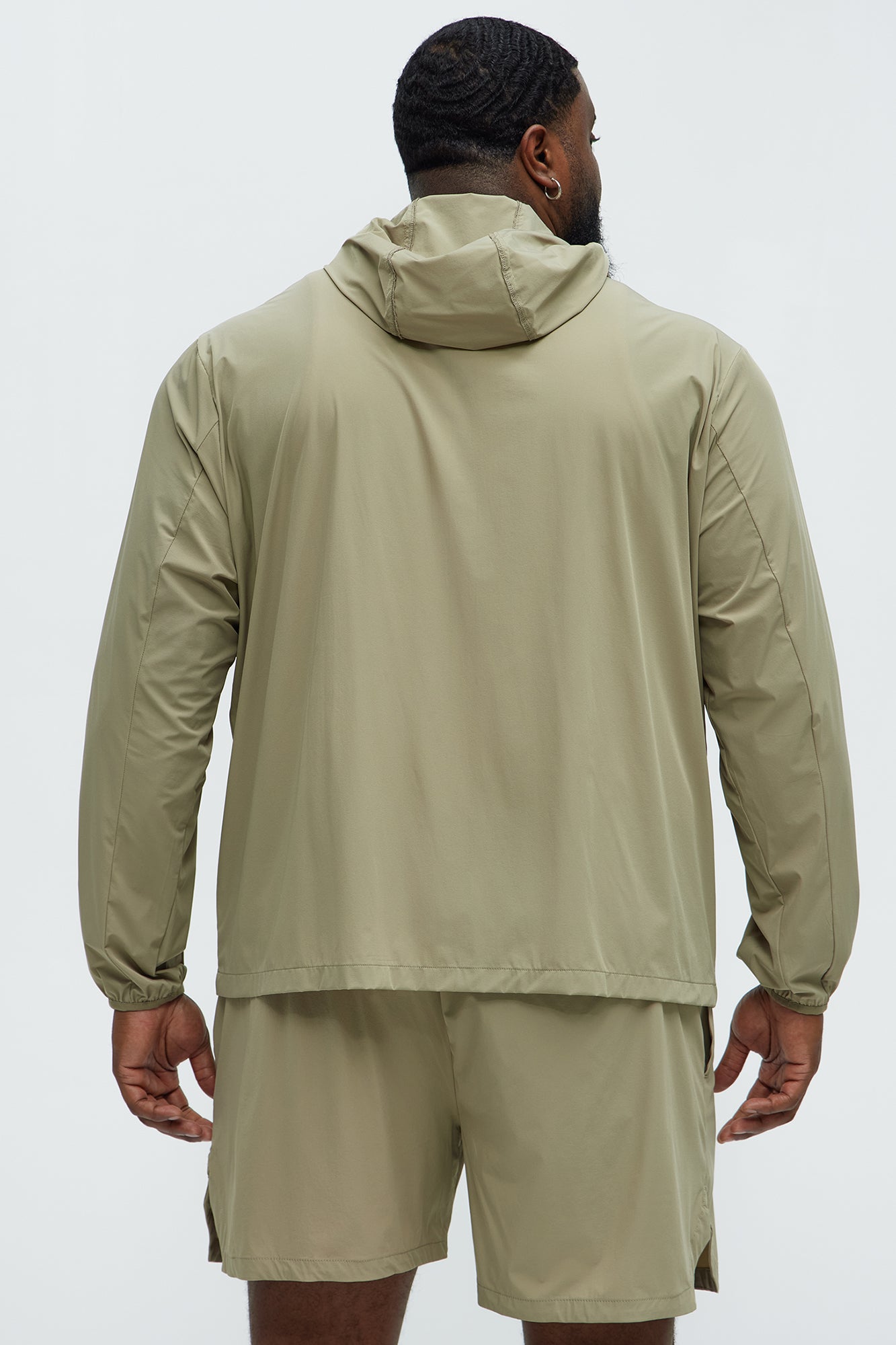Lightweight Stretch Hooded Running Windbreaker Jacket - Taupe - Image 12