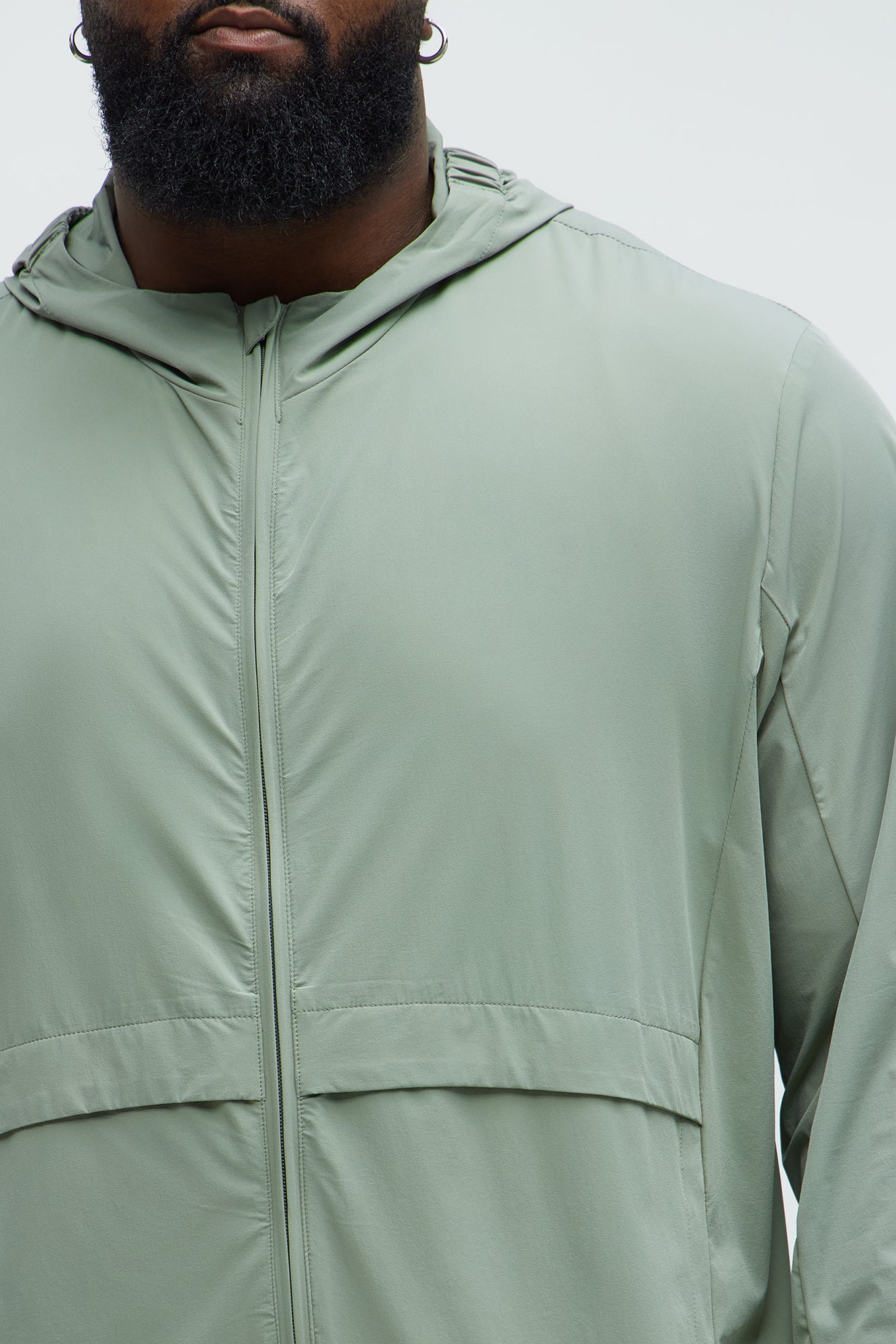 Lightweight Stretch Hooded Running Windbreaker Jacket - Sage - Image 11